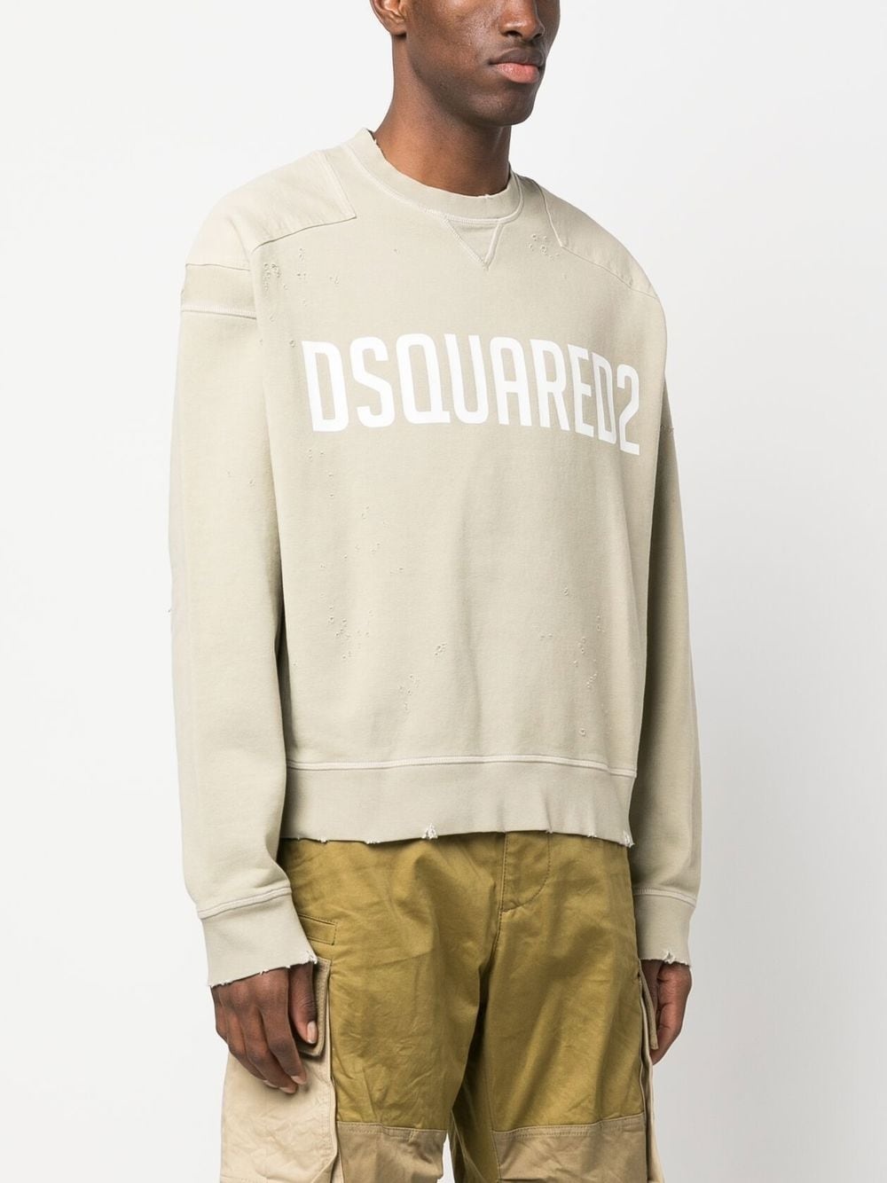 logo-print crew neck sweatshirt - 3