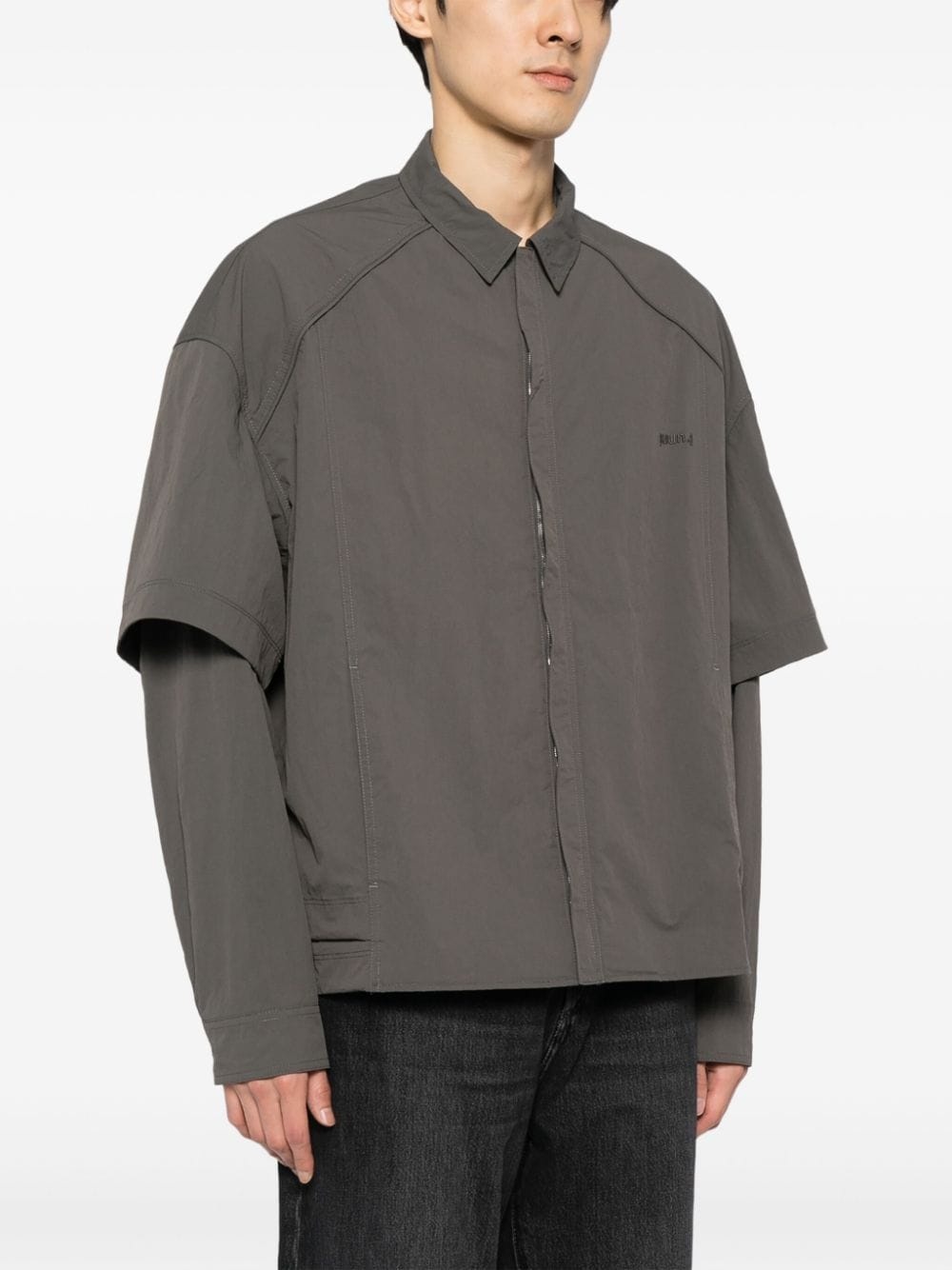 layered drop-shoulder shirt - 3
