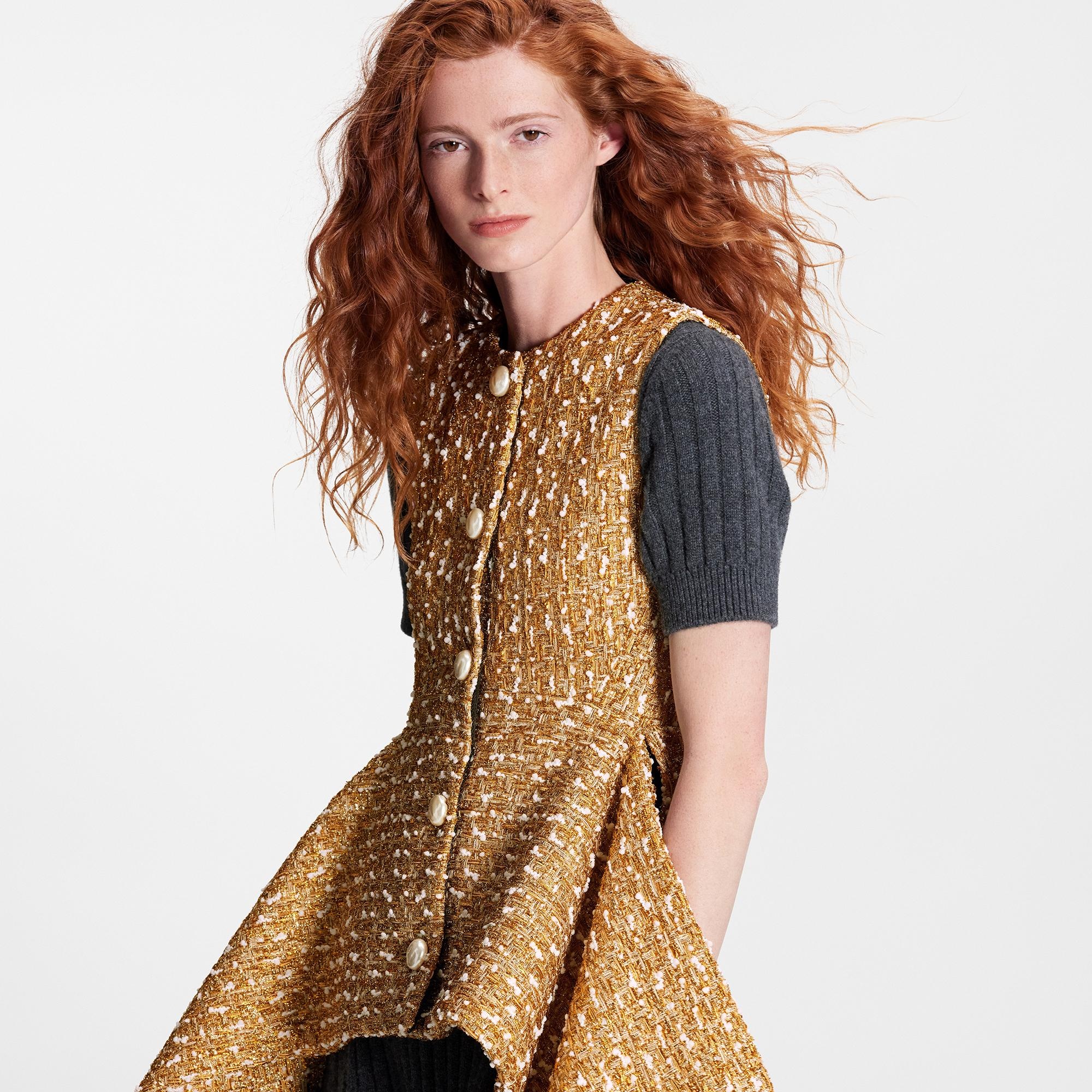 Gold Tweed Peplum Top - 5