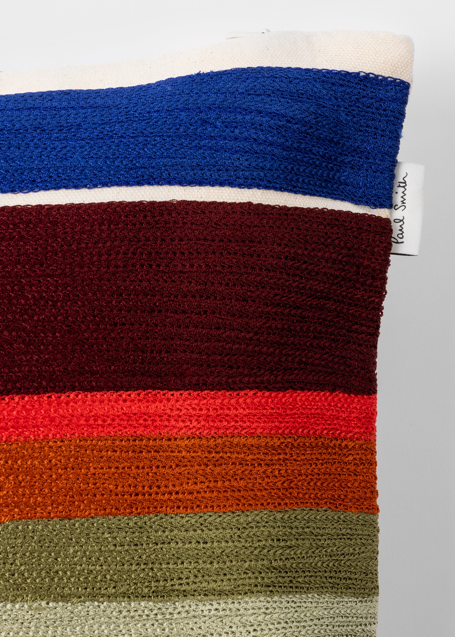 Ecru Embroidered 'Signature Stripe' Bolster Cushion - 3