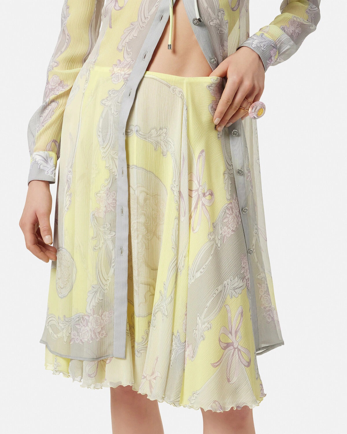 Cameo Silk Crêpe Flowy Midi Skirt - 3