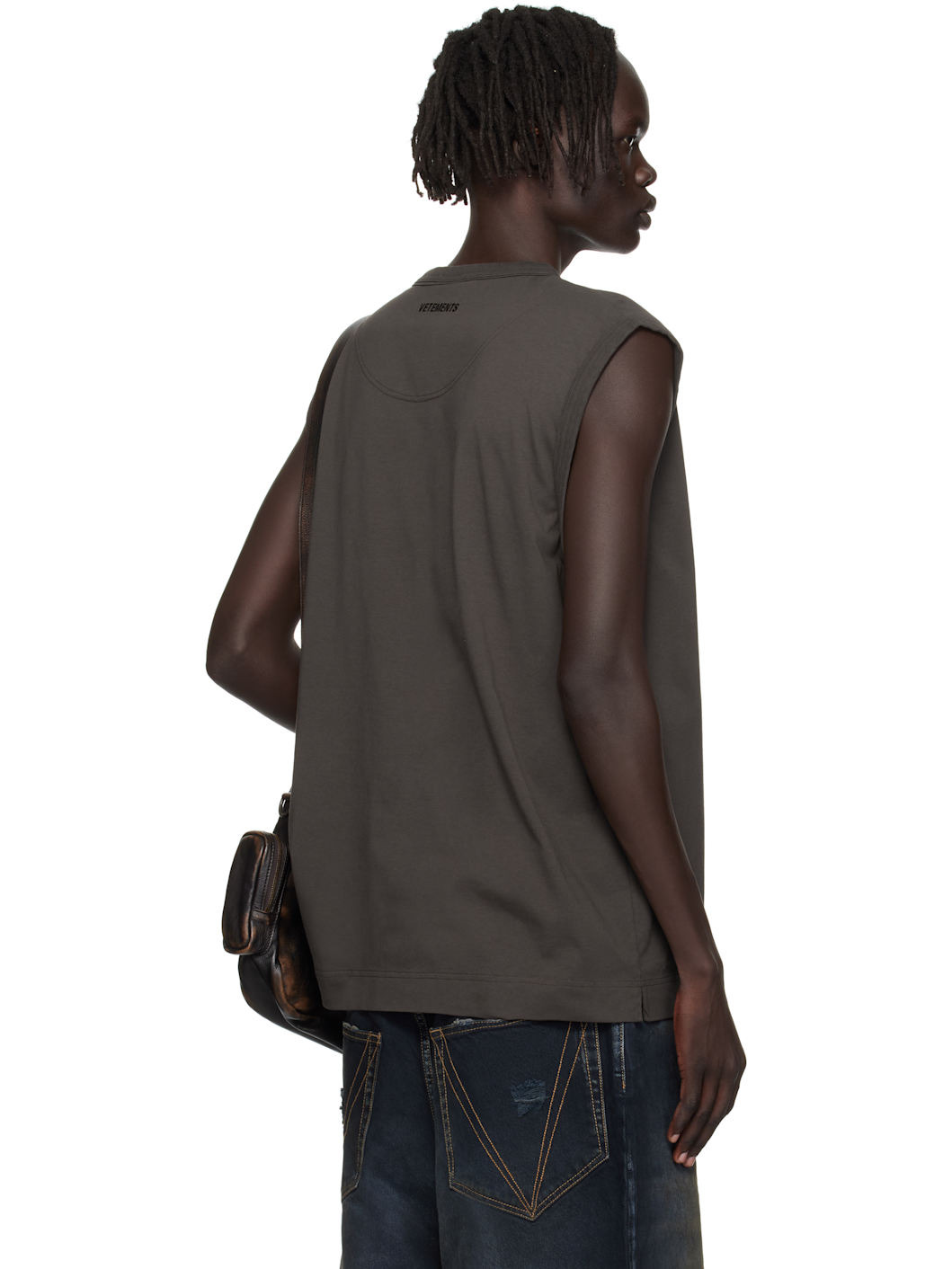 Brown Oval Logo Jersey Tank Top - 3