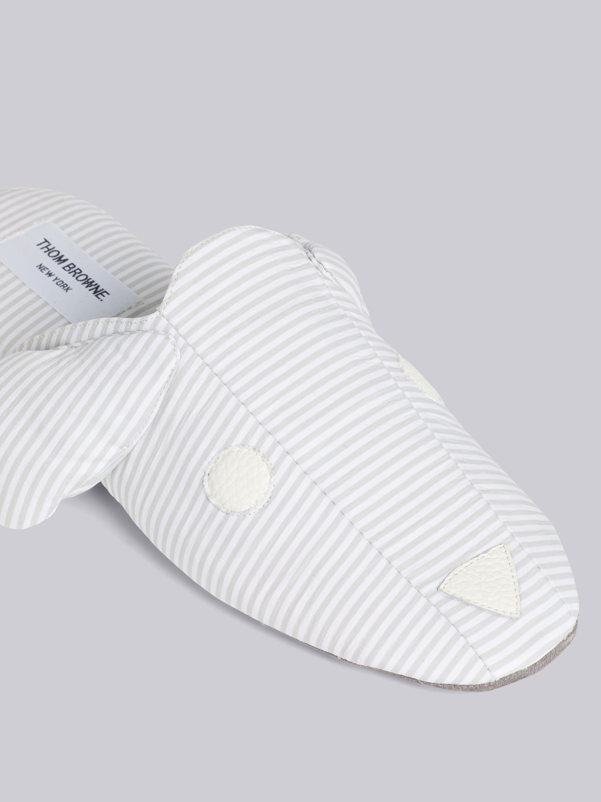 Medium Grey University Stripe Poplin Hector Slipper - 2