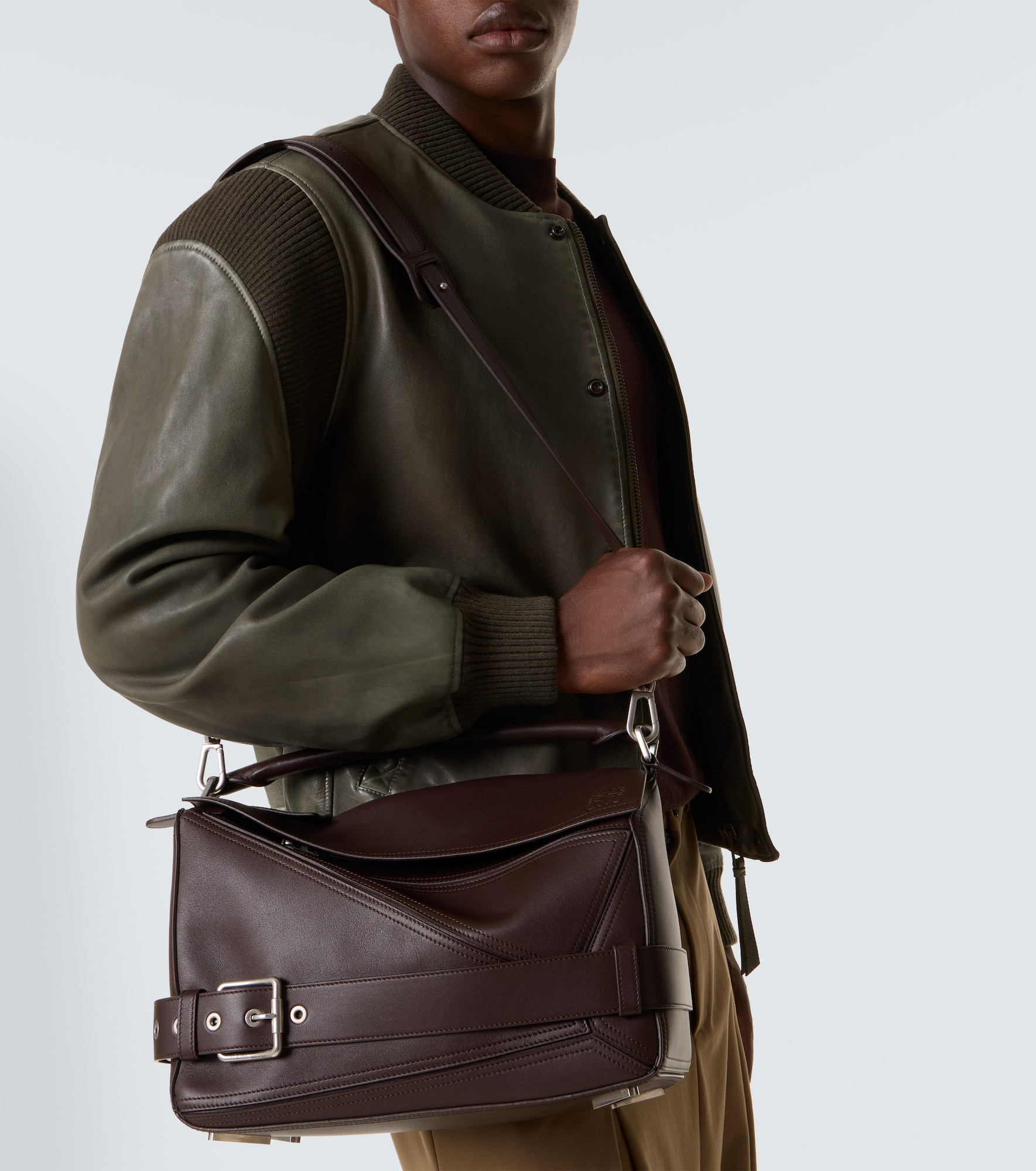 Puzzle Biker Large leather tote bag - 3