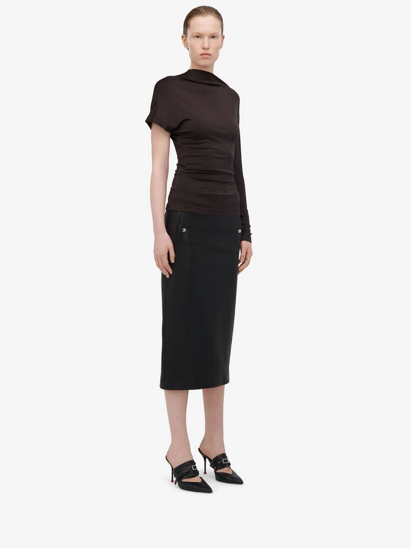 Women's Asymmetric Top in Ebony - 4