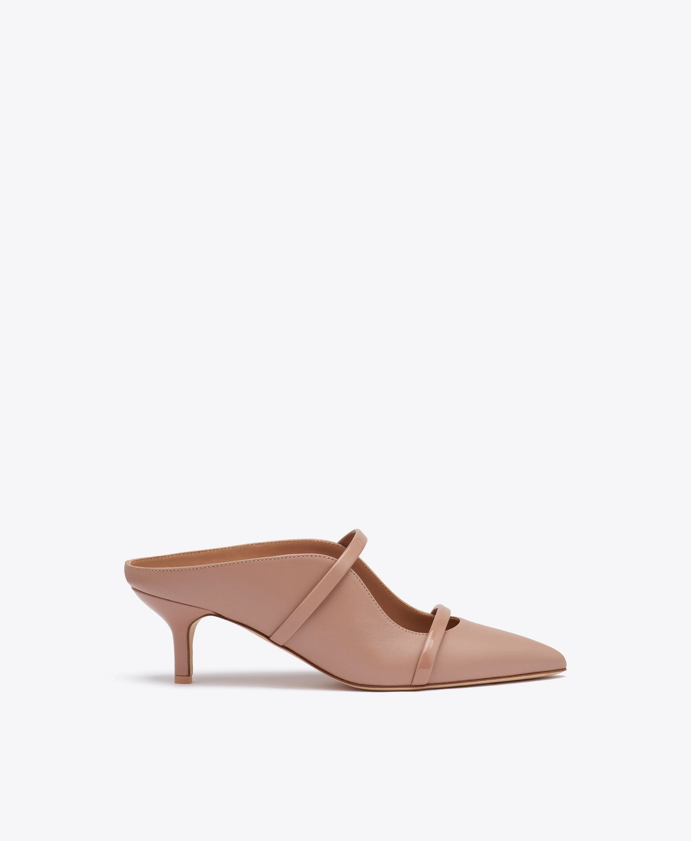 Maureen 45 Beige Leather Kitten Mules - 1