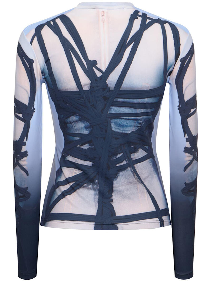 Bondage print jersey fitted top 5