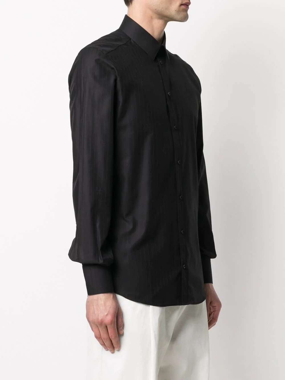 pinstripe long-sleeve cotton shirt - 3