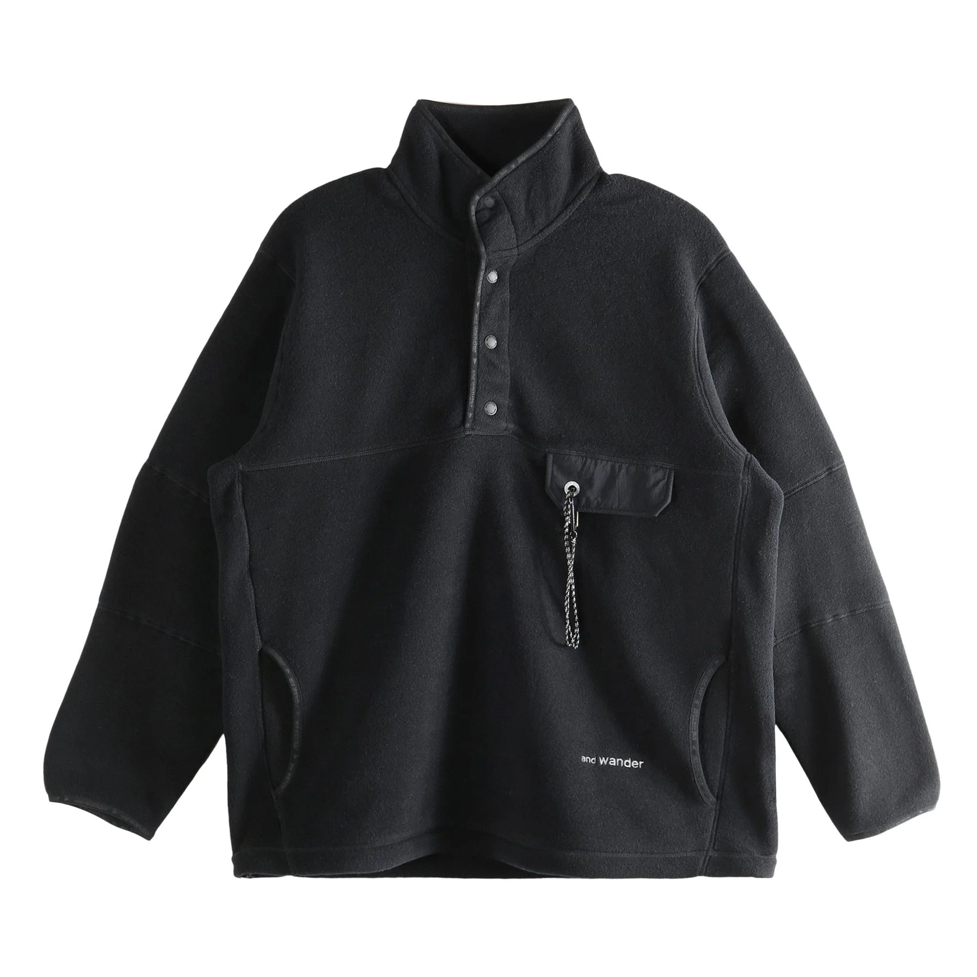 And Wander Wool Fleece Pullover 'Black' - 1
