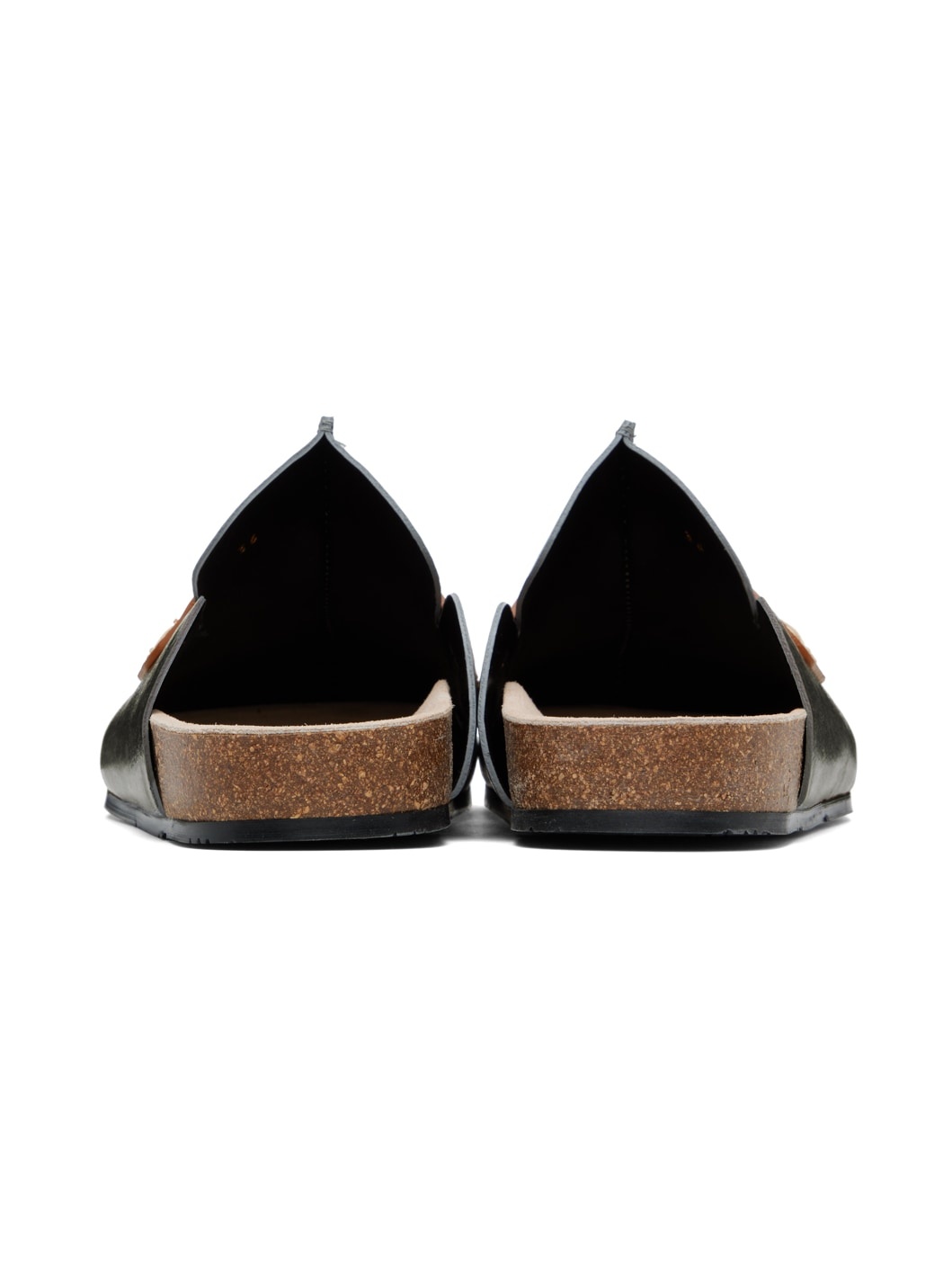 Gray Laminated Felt Mules - 2