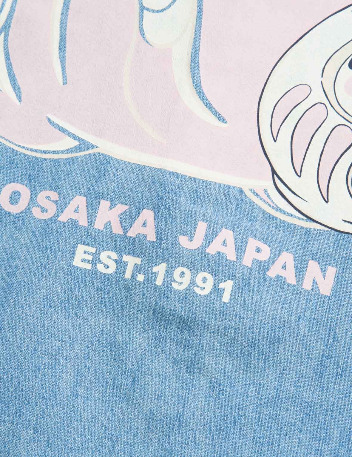 FORTUNE CAT WITH DARUMA PRINT DENIM SHIRT - 11