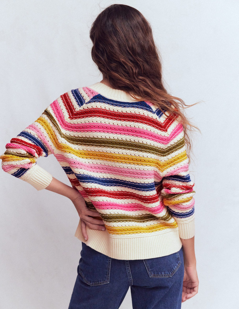 Maeve Textured Cotton Jumper-Multi Stripe 4