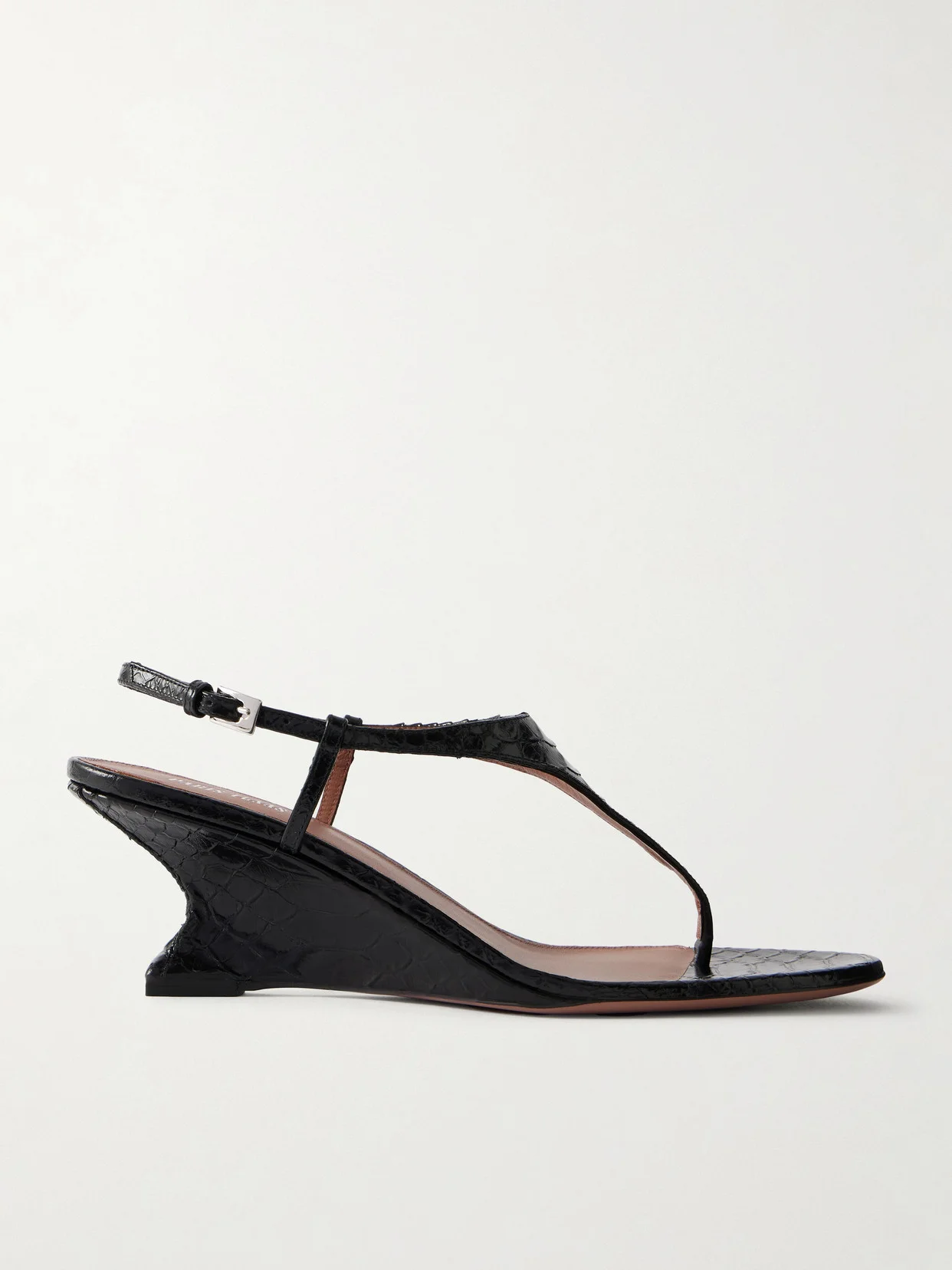 Nina Snake-effect Leather Thong Sandals - 1