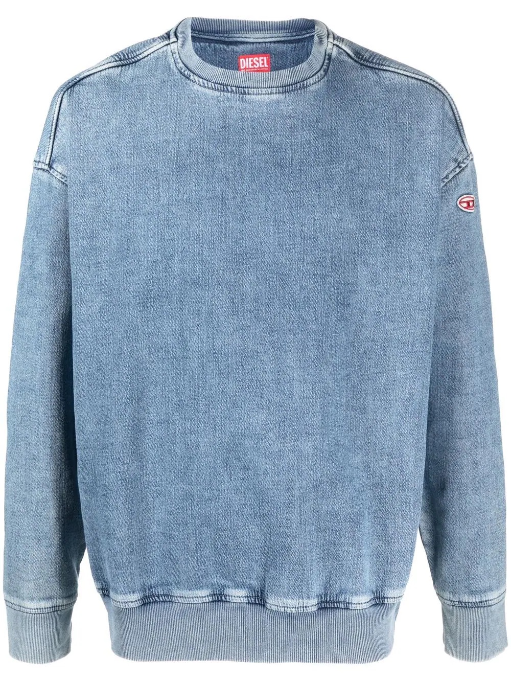 washed-denim sweatshirt - 1