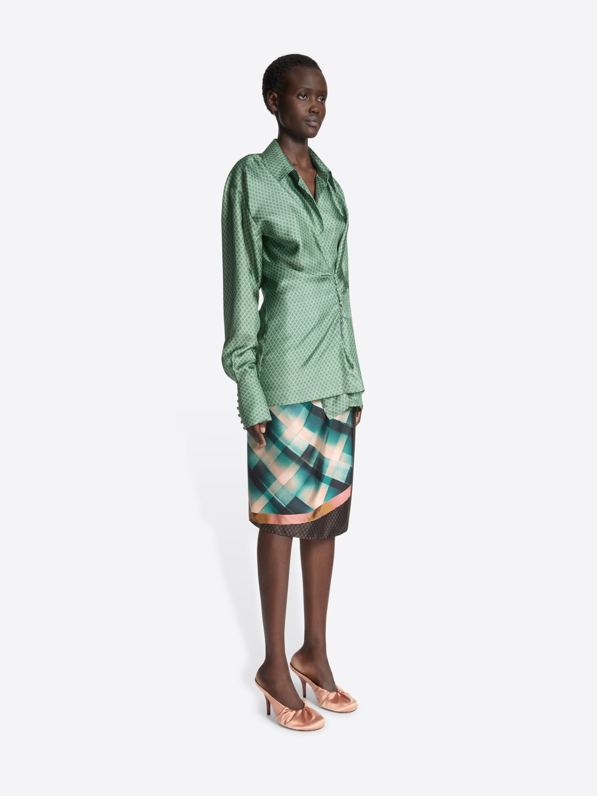 DRAPED SILK BLOUSE - 3