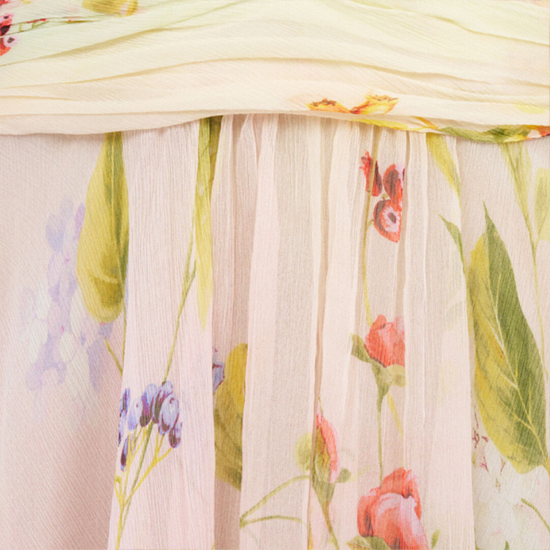 Chiffon Mini Dress with Miami Flowers Print 5