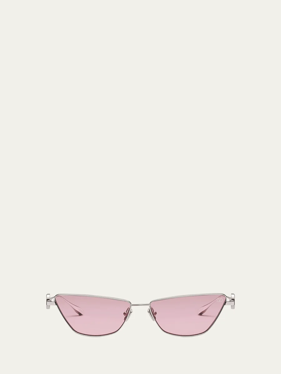 V-Logo Titanium Cat-Eye Sunglasses - 1