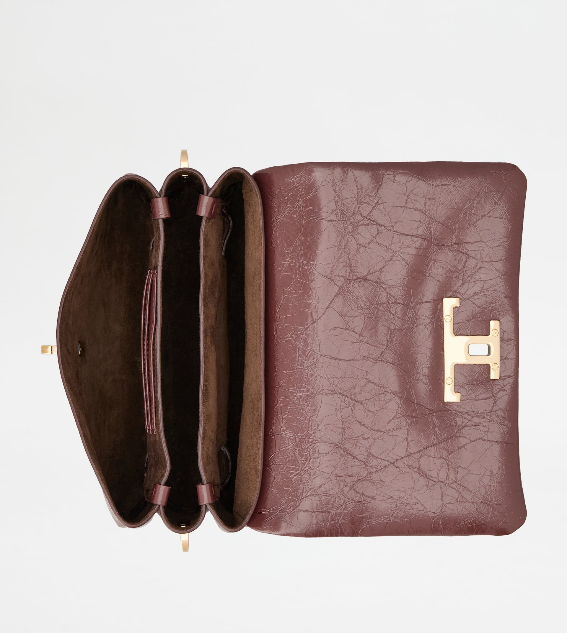 T TIMELESS FLAP BAG IN LEATHER MINI - BURGUNDY - 4