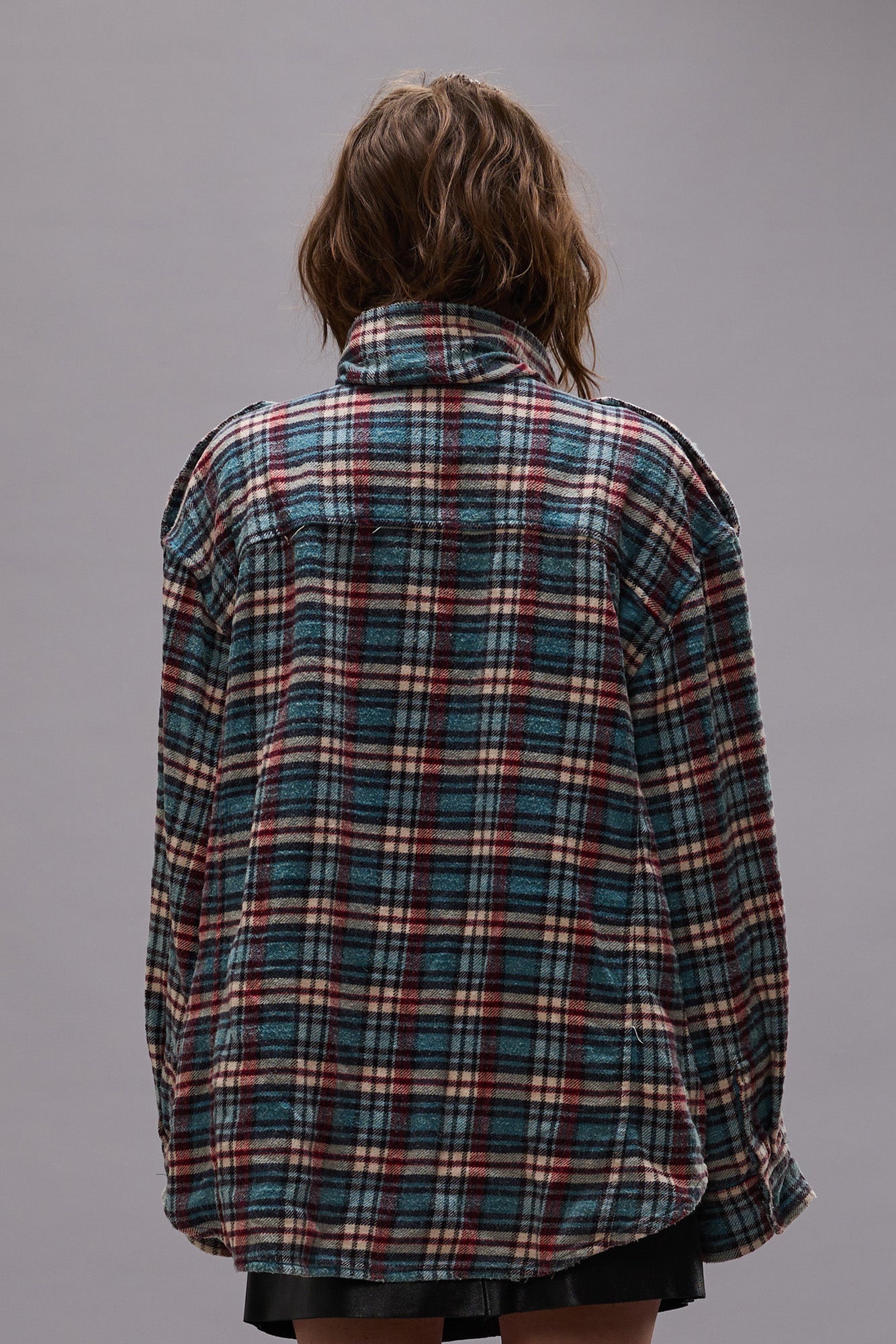 HIGH NECK SHIRT - BLUE PLAID - R13 - 8