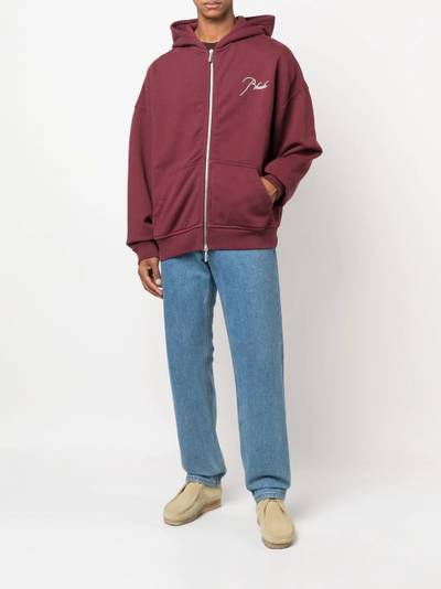 Rhude logo-embroidered zipped hoodie outlook