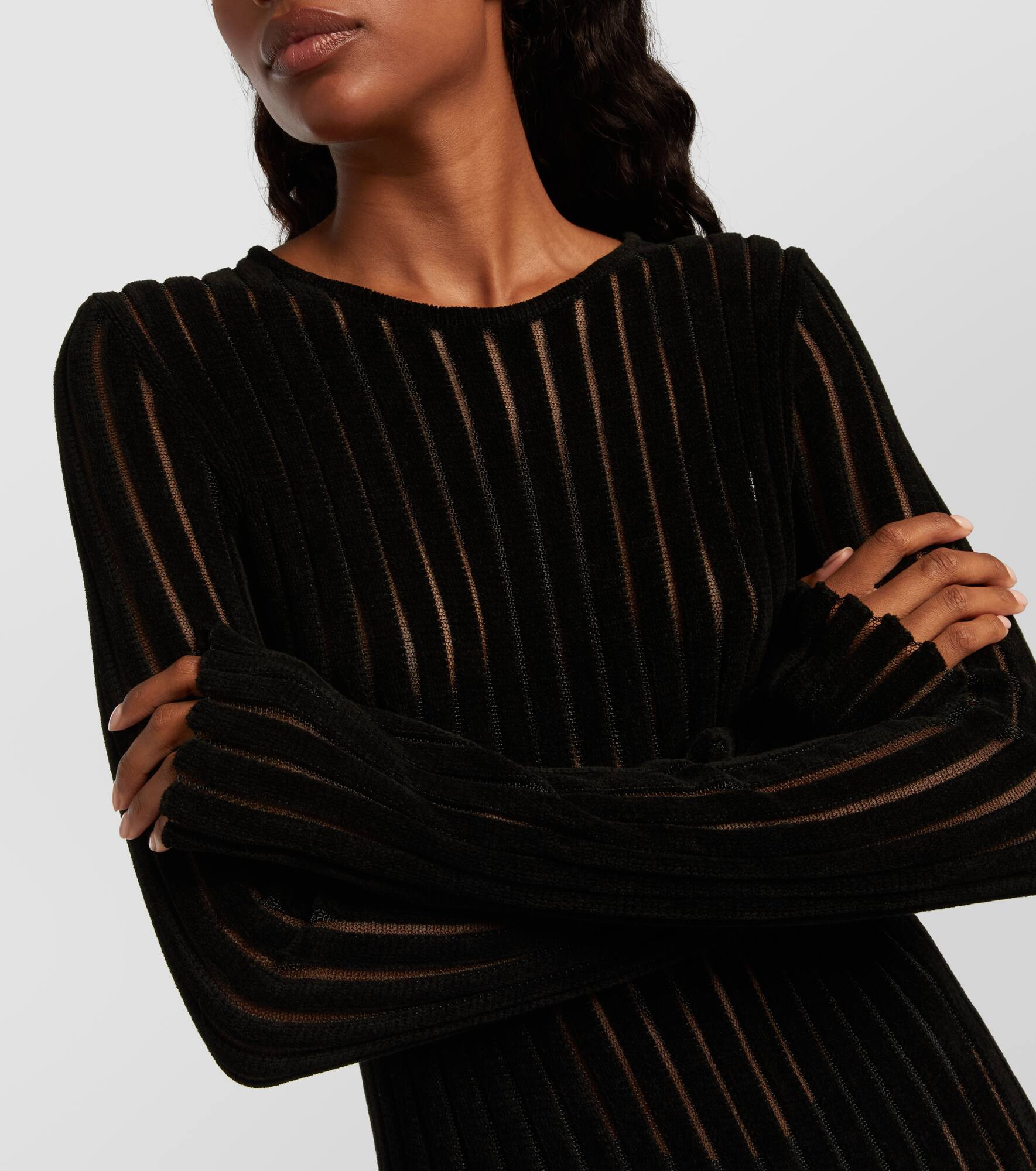 Knit faux fur-trimmed midi dress - 4