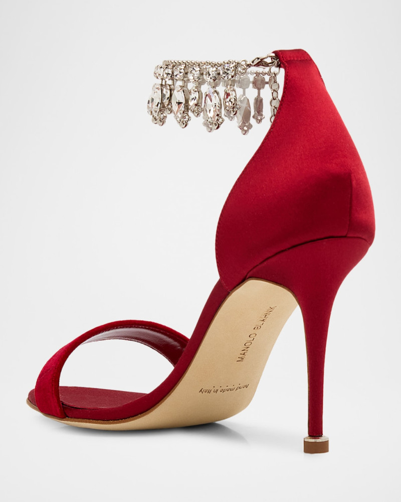 90mm Tulisan Embellished Velvet Sandals 4