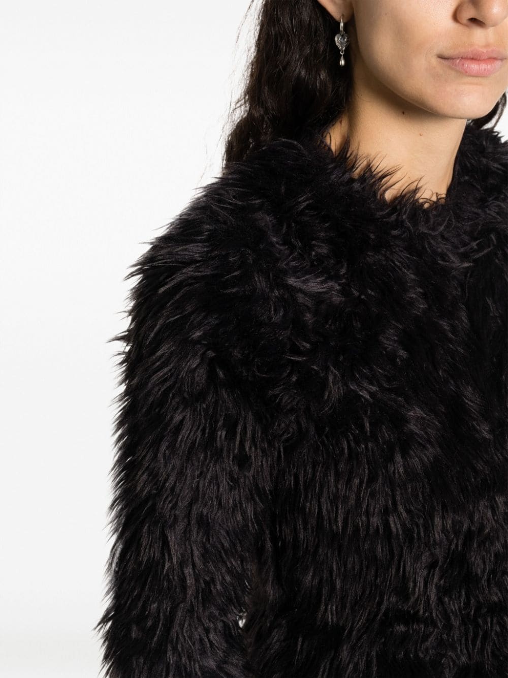 faux-fur long-sleeved top - 5