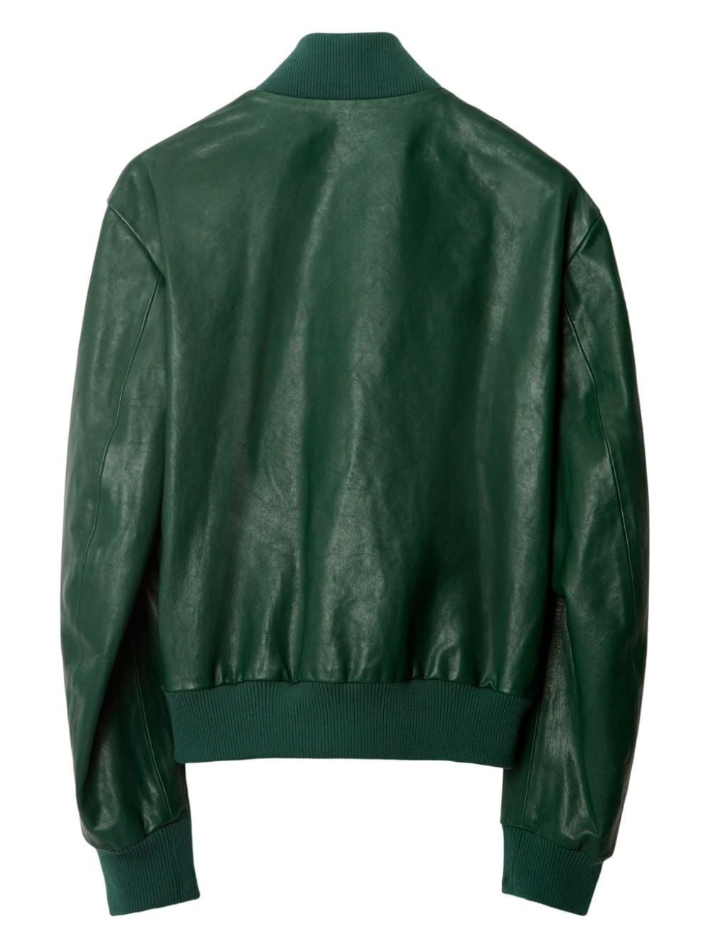 zipped leather bomber jacket - 7