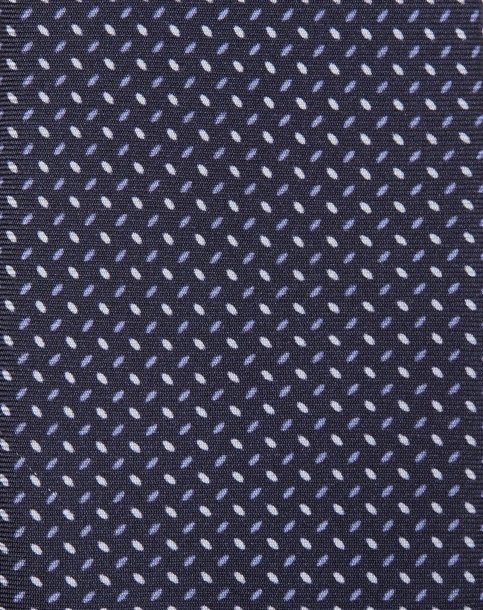 Navy blue printed silk twill tie - 3