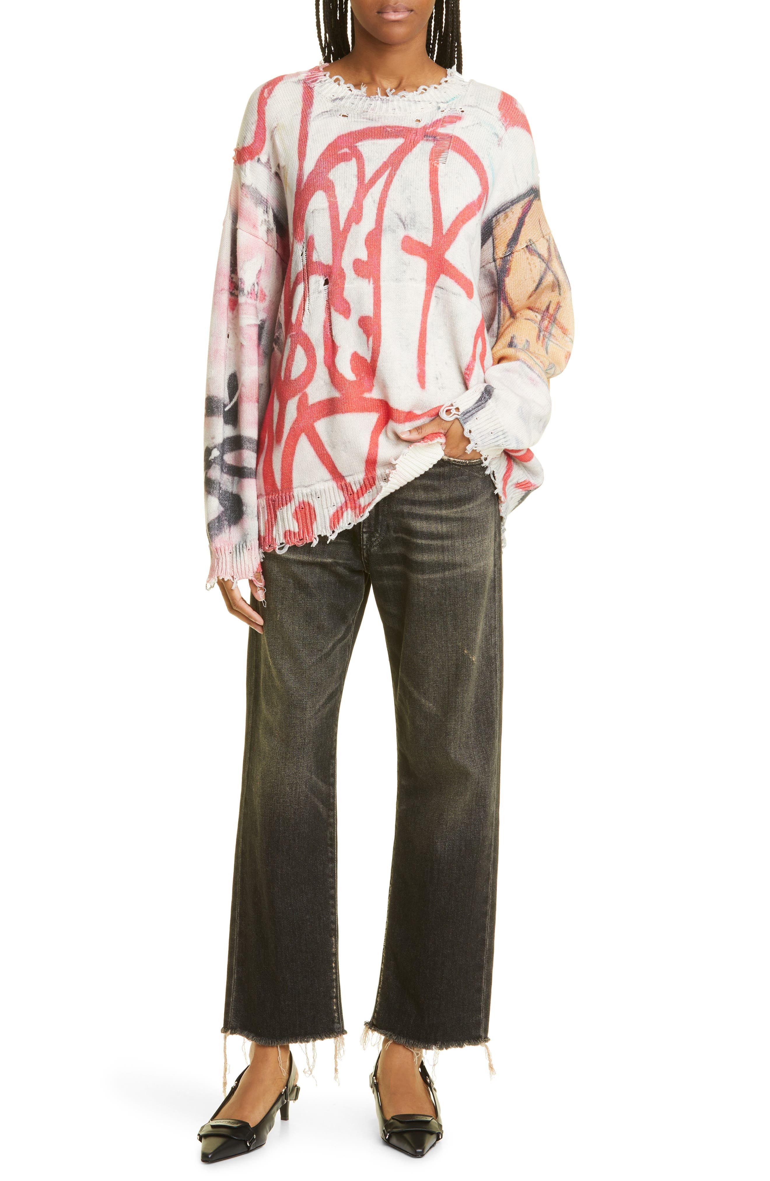 Distressed Fray Hem Stretch Boyfriend Jeans - 2