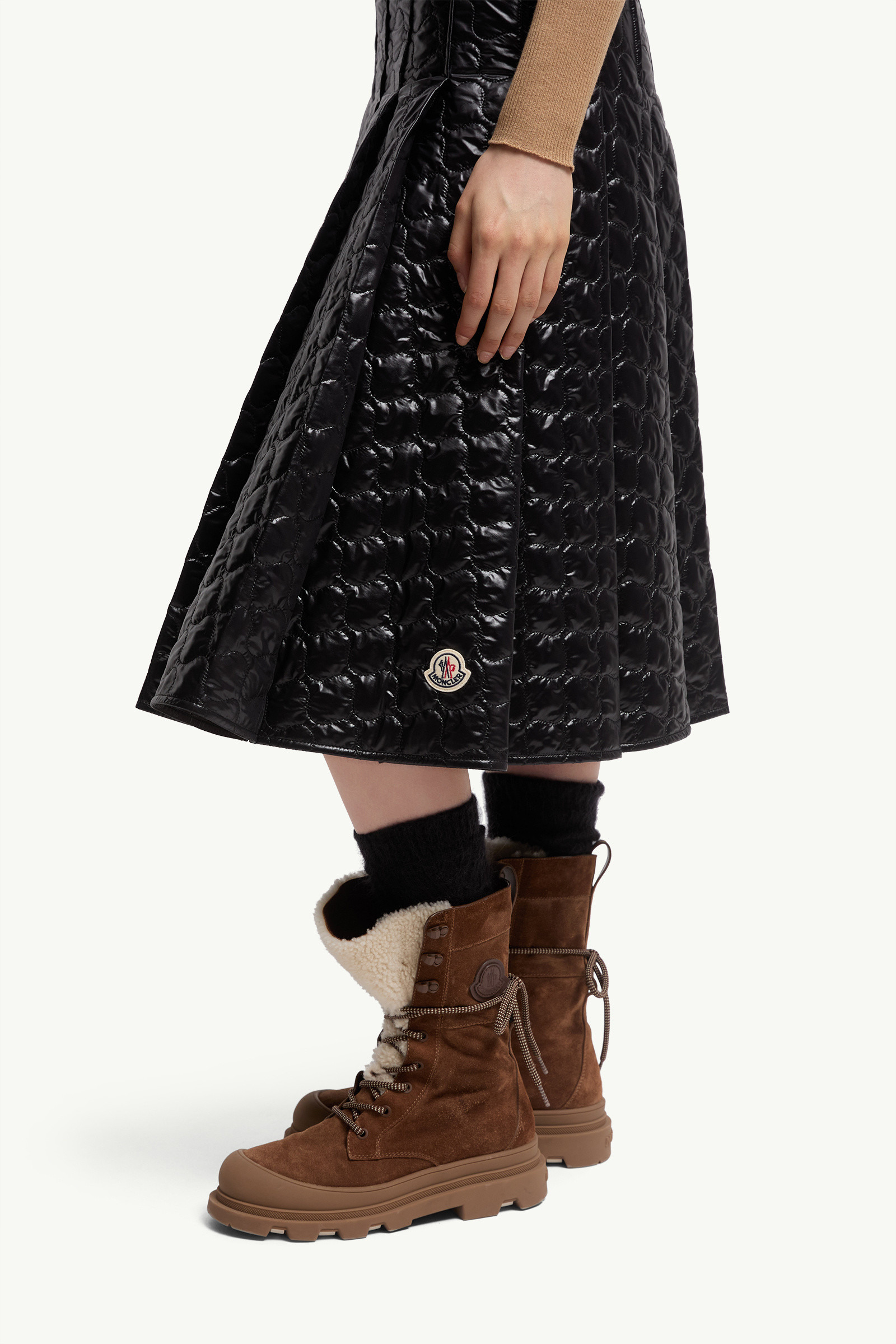 Square-Quilted Padded Midi Skirt - 4