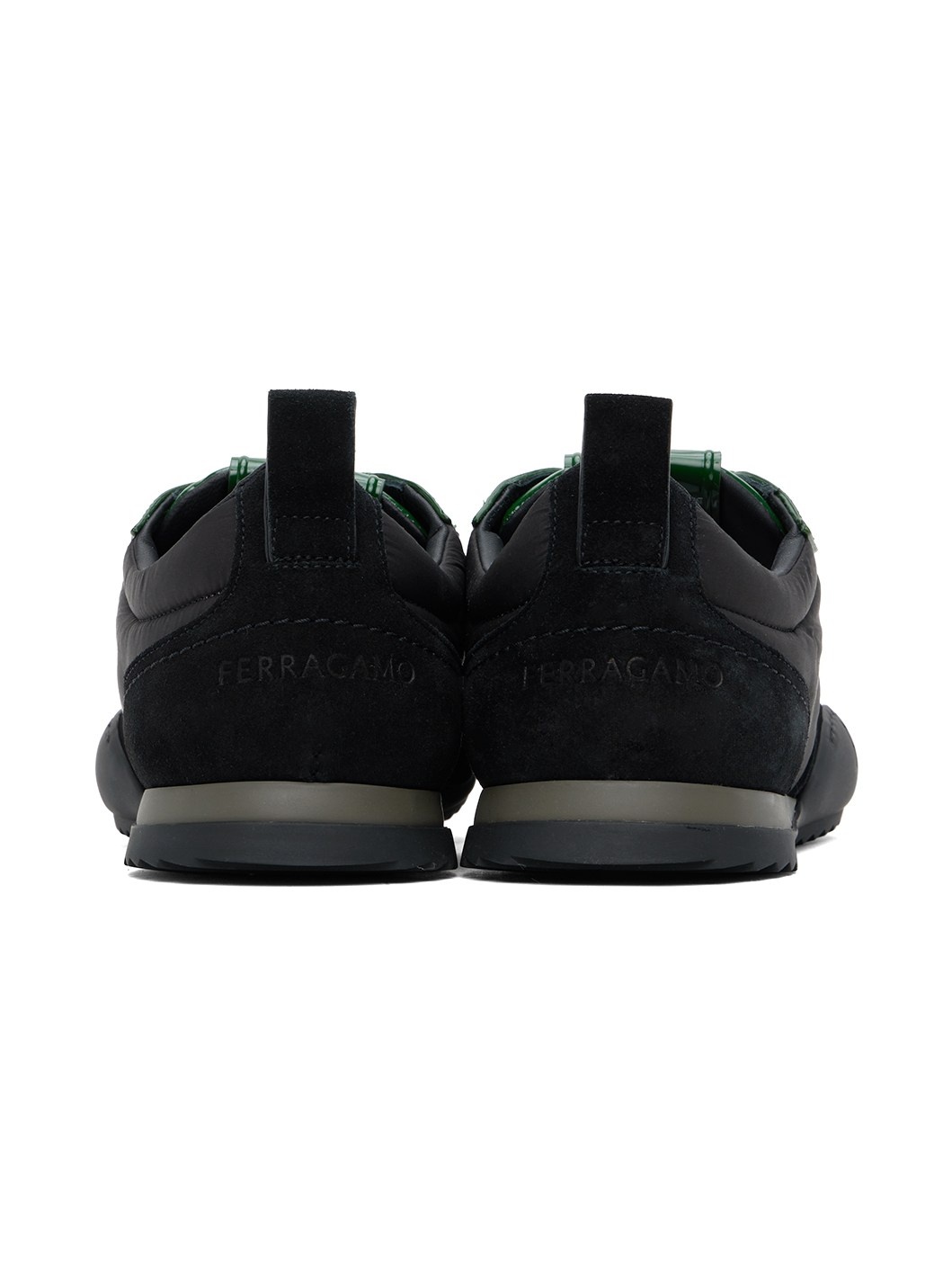 Black & Green Patent Leather Trim Sneakers - 2