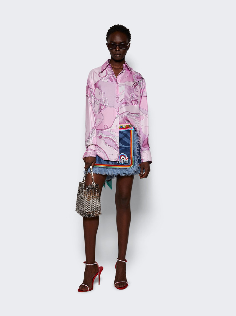 Amina Muaddi Diamante Crystal Sandal Satin Red outlook