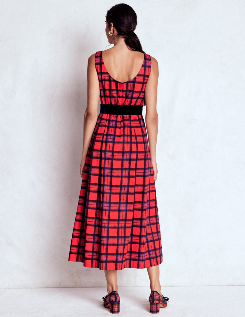 Scoop Back Check Dress-Red, Navy and Purple Check 4