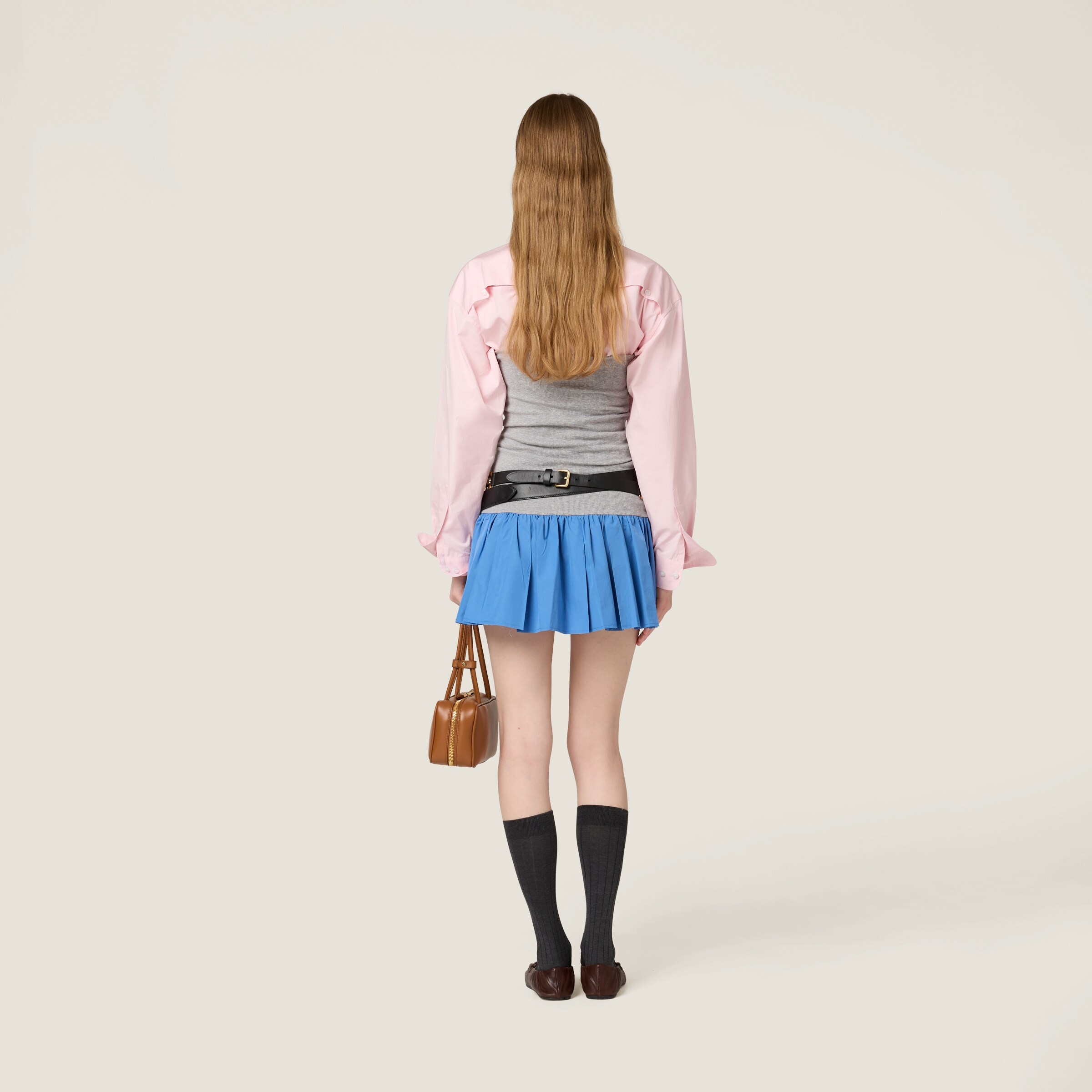 Poplin and jersey miniskirt - 3