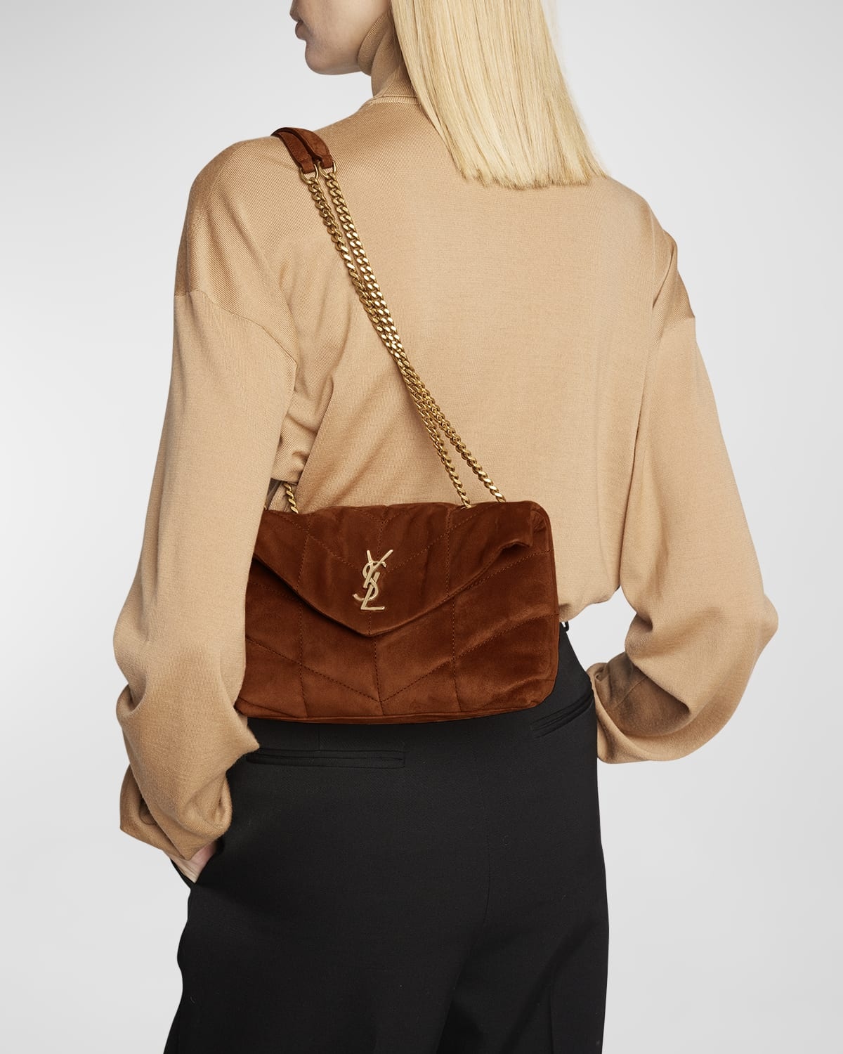 Lou Puffer Toy YSL Crossbody Bag in Quilted Suede - 3