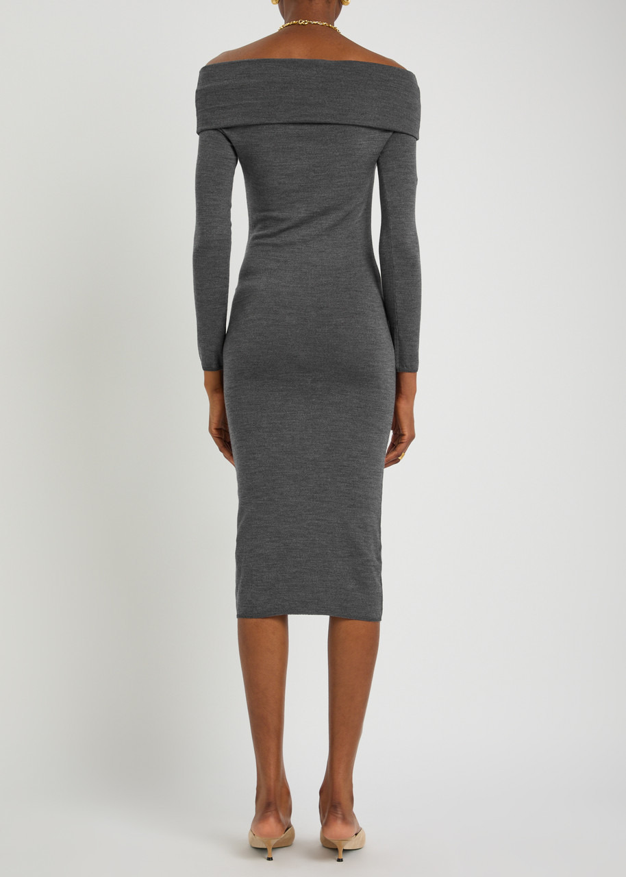Armarium Debra Off-the-shoulder Wool Midi Dress - 3