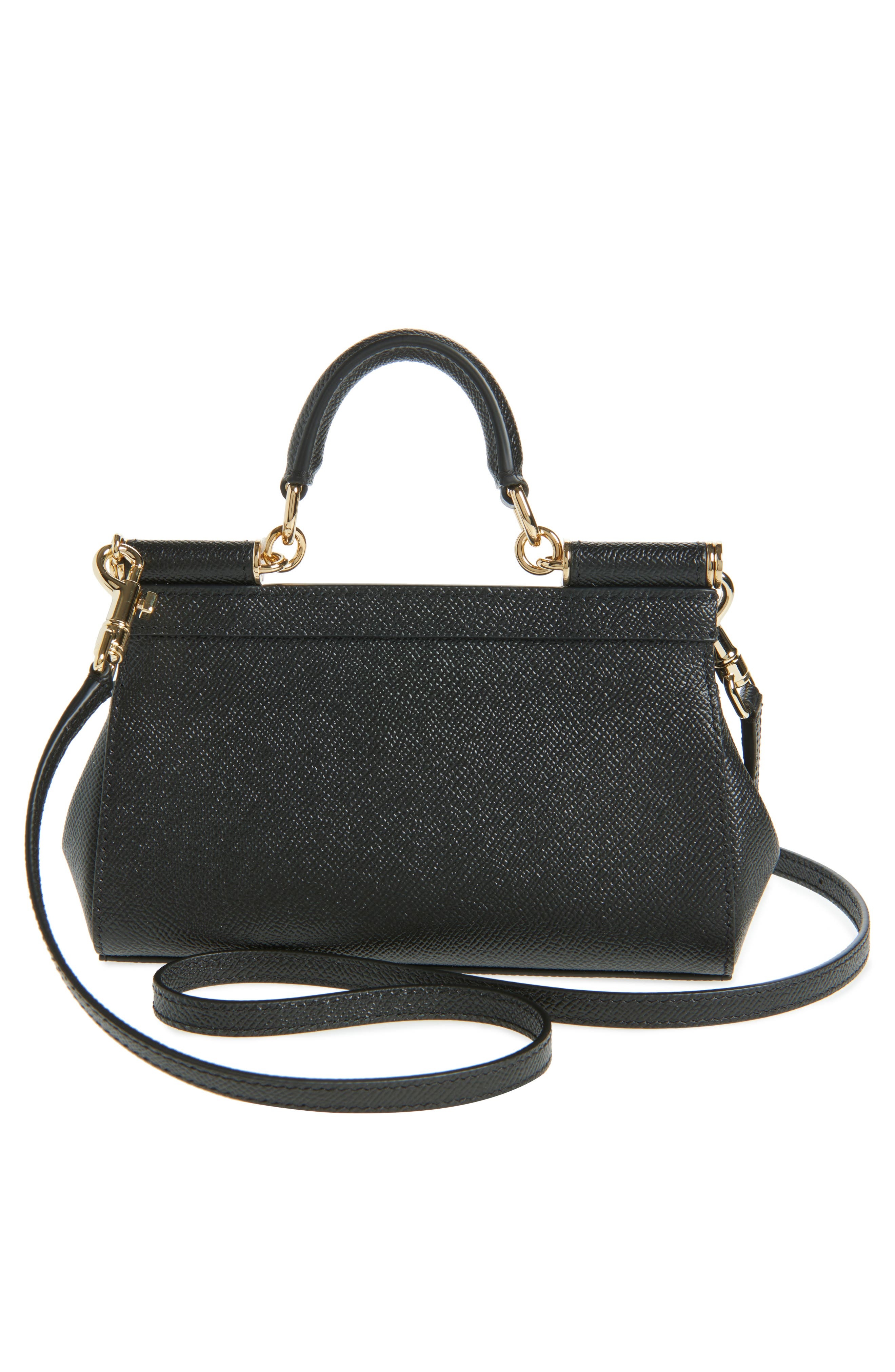 Dolce&Gabbana Sicily Leather Top Handle Bag in 80999 Nero at Nordstrom - 4