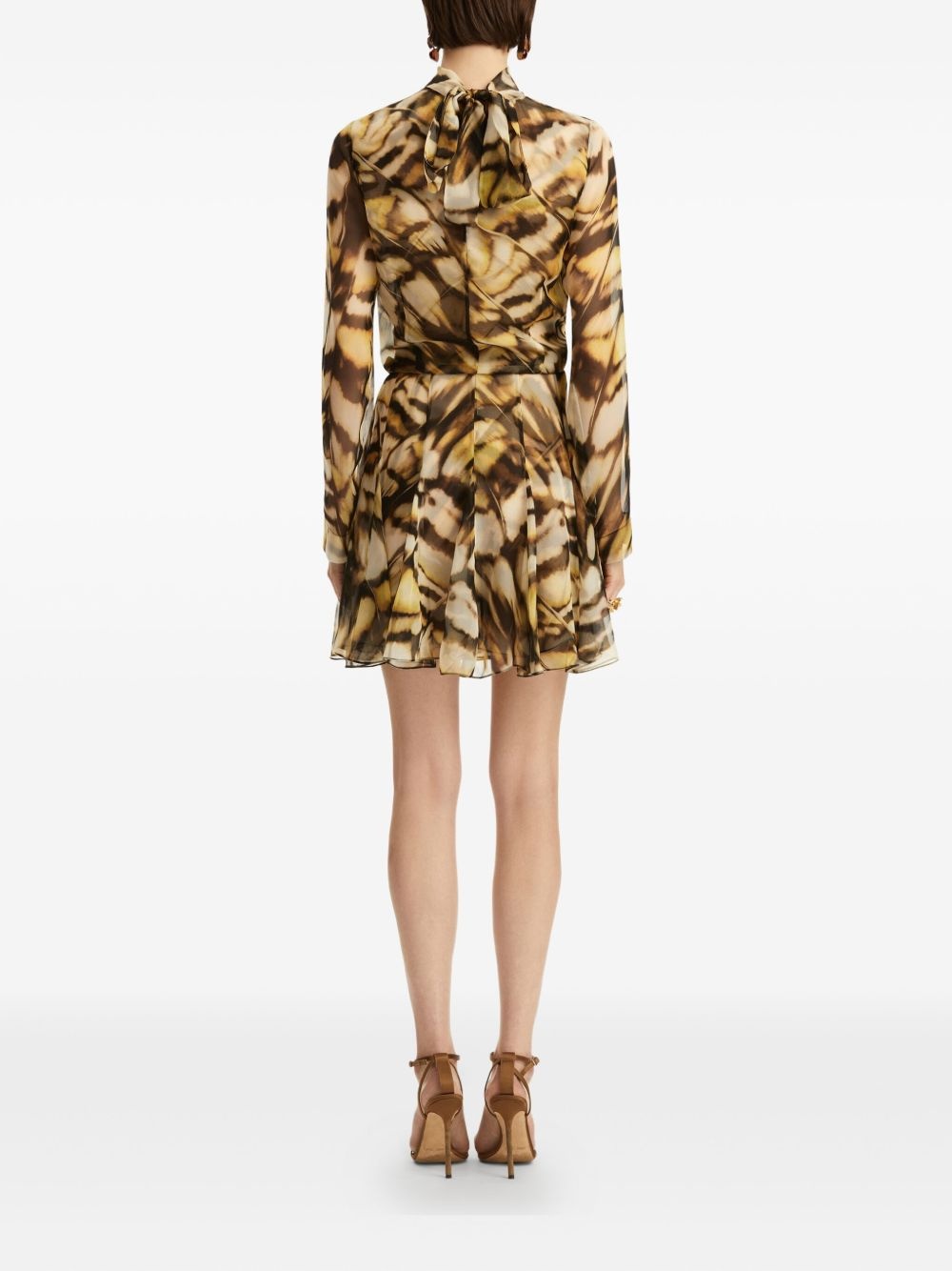 butterfly-print silk dress - 4
