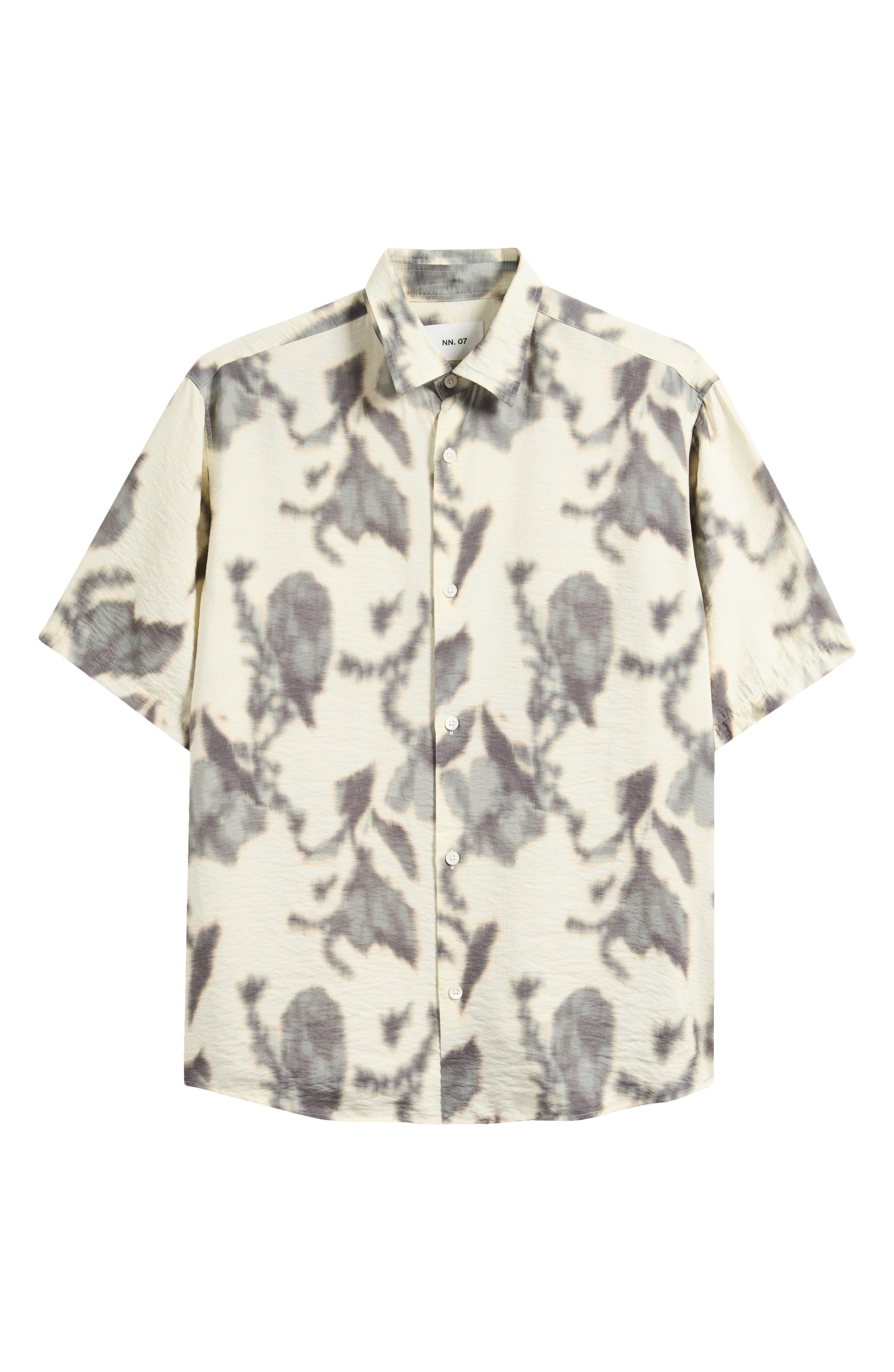 NN07 Freddy 5971 Abstract Floral Short Sleeve Modal Blend Button-Up Shirt in Ecru Print at Nordstrom - 6