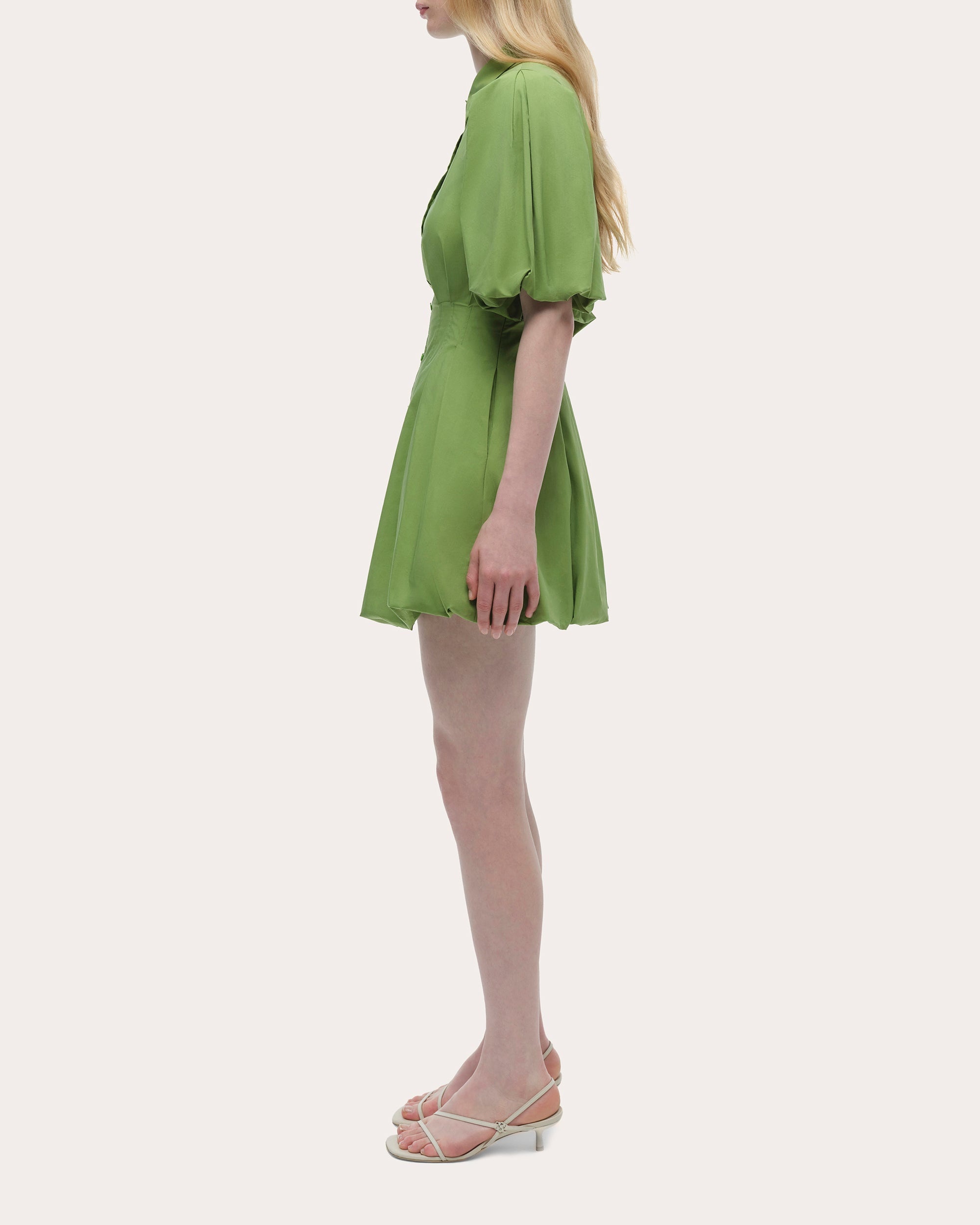 Cleo Poplin Puff-Sleeve Mini Shirt Dress - 3