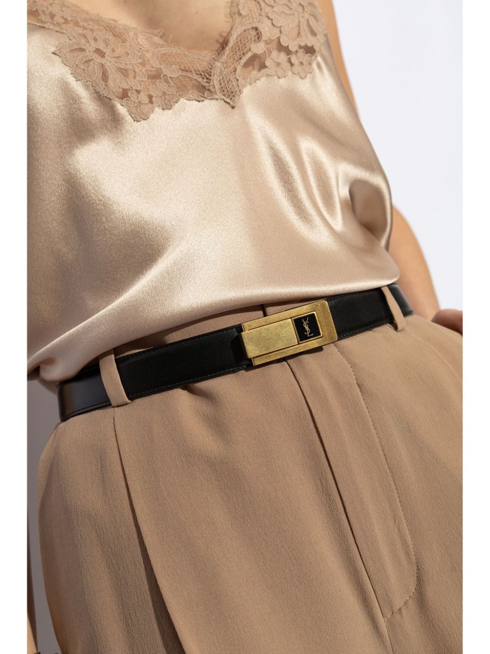 gold-tone buckle leather belt - 2