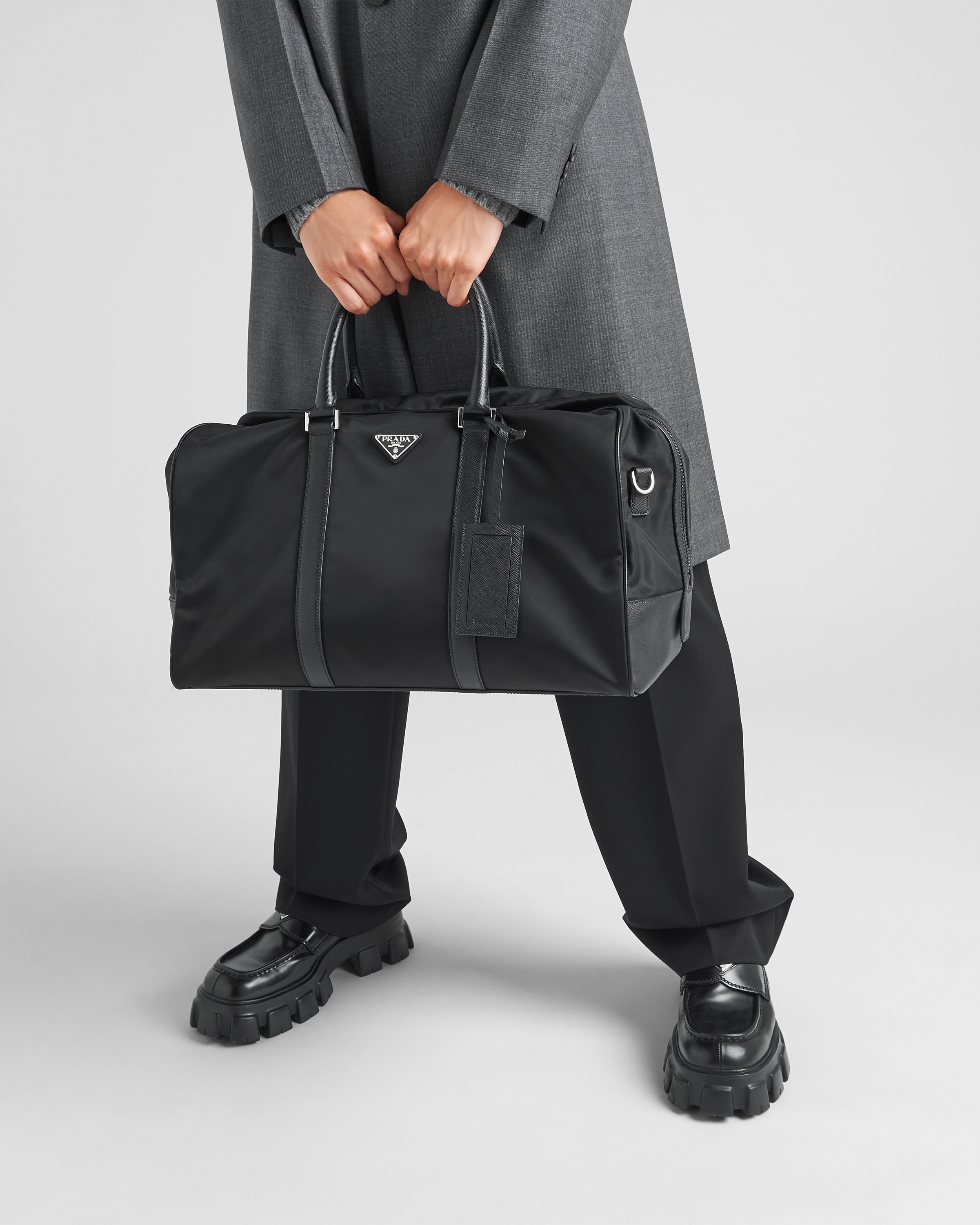Re-Nylon and Saffiano leather duffel bag - 8