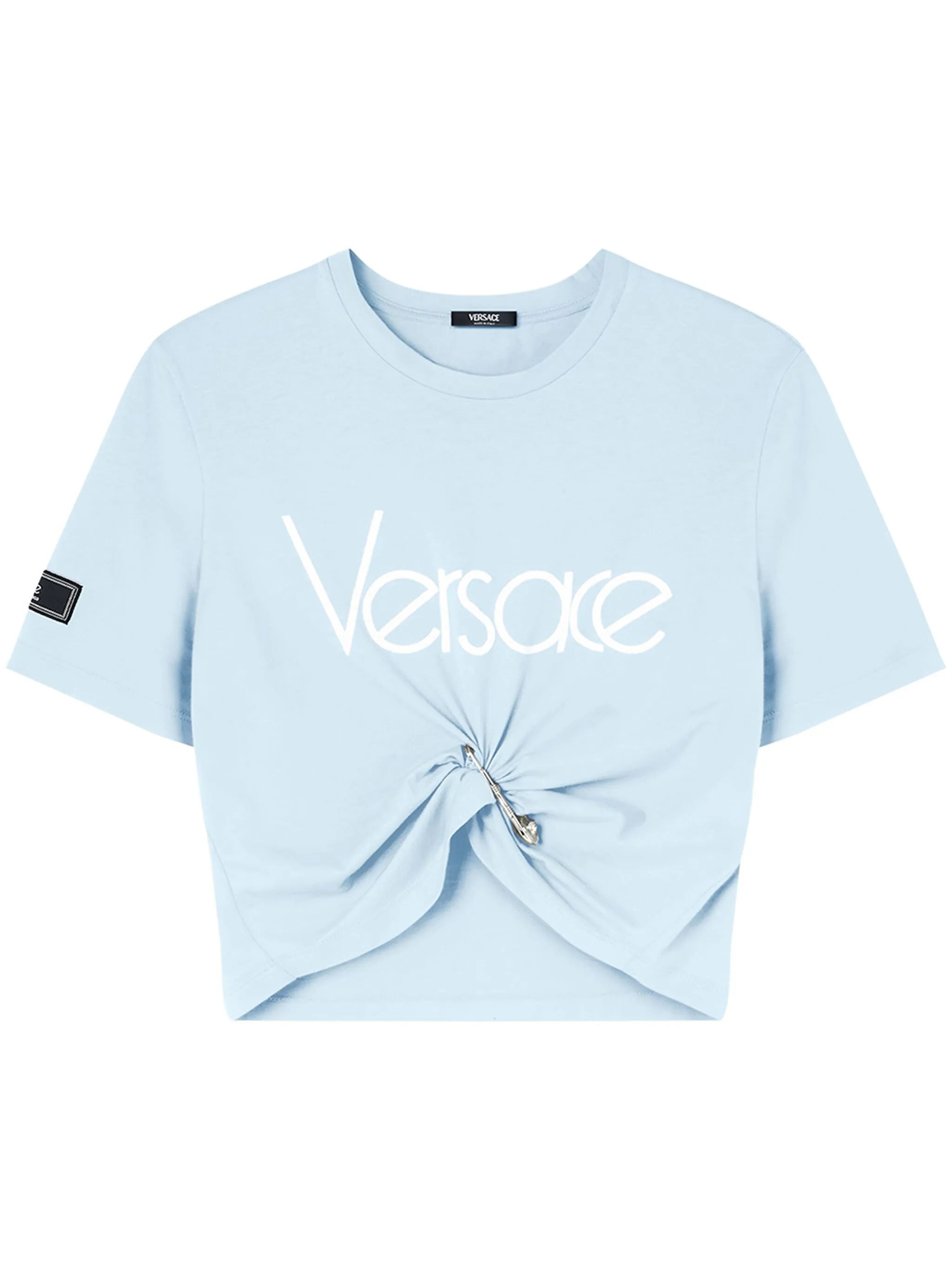 VERSACE Women T-shirt Jersey Fabric Series Versace Logo Embroidery 80s - 4