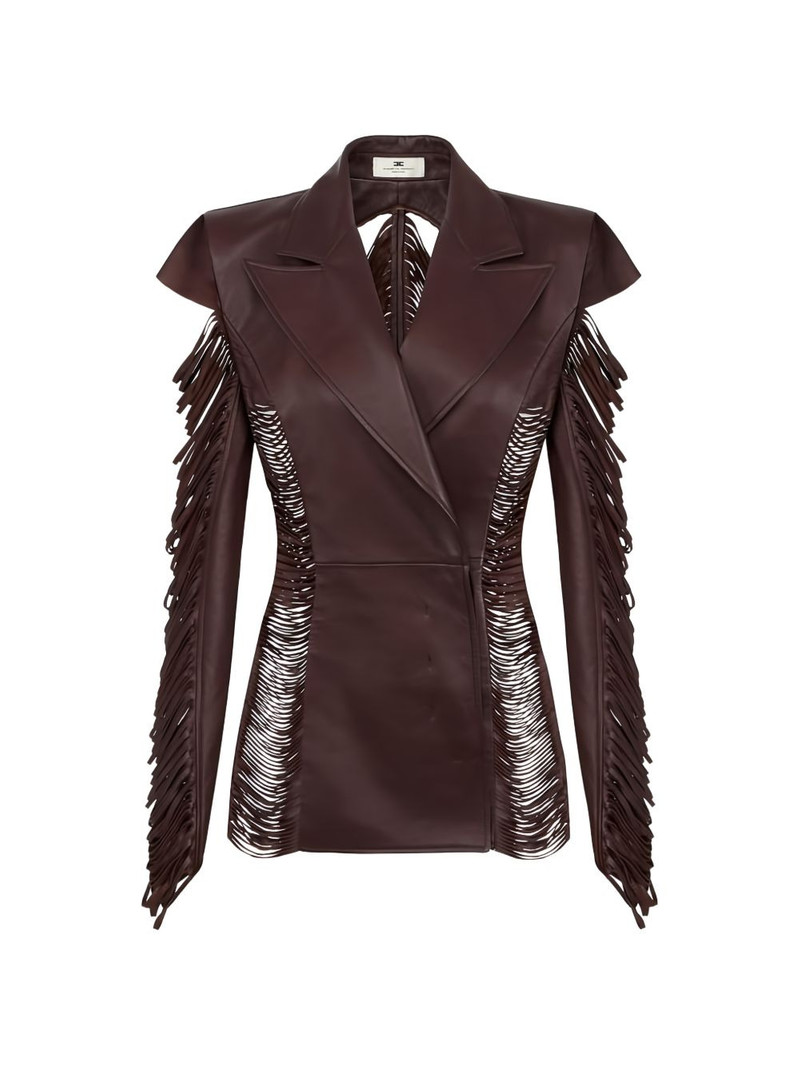 double-breasted fringed leather jacket 1