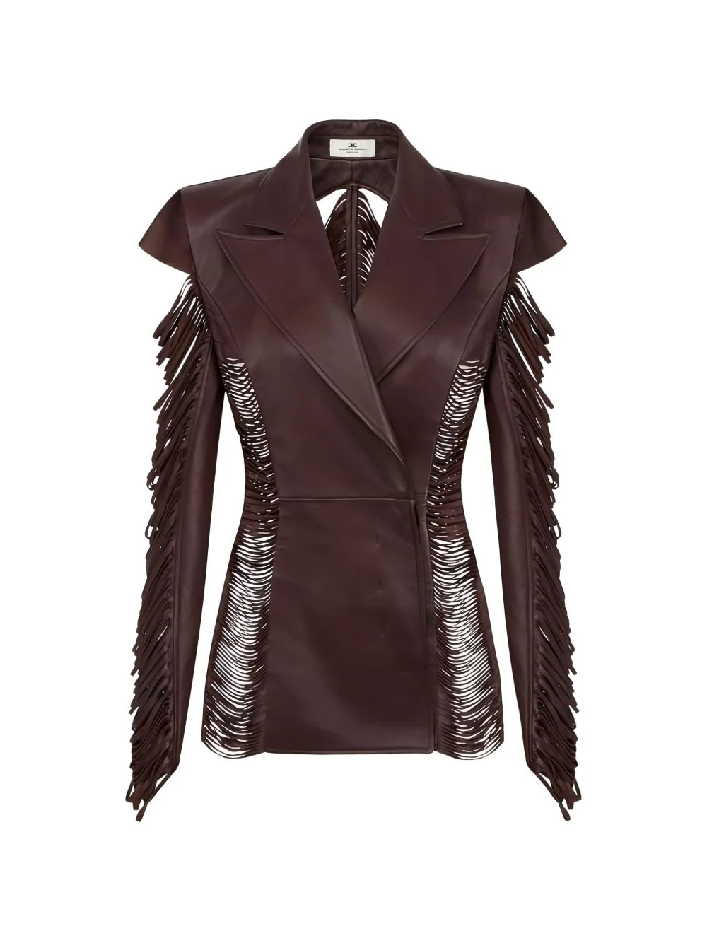 double-breasted fringed leather jacket - 1