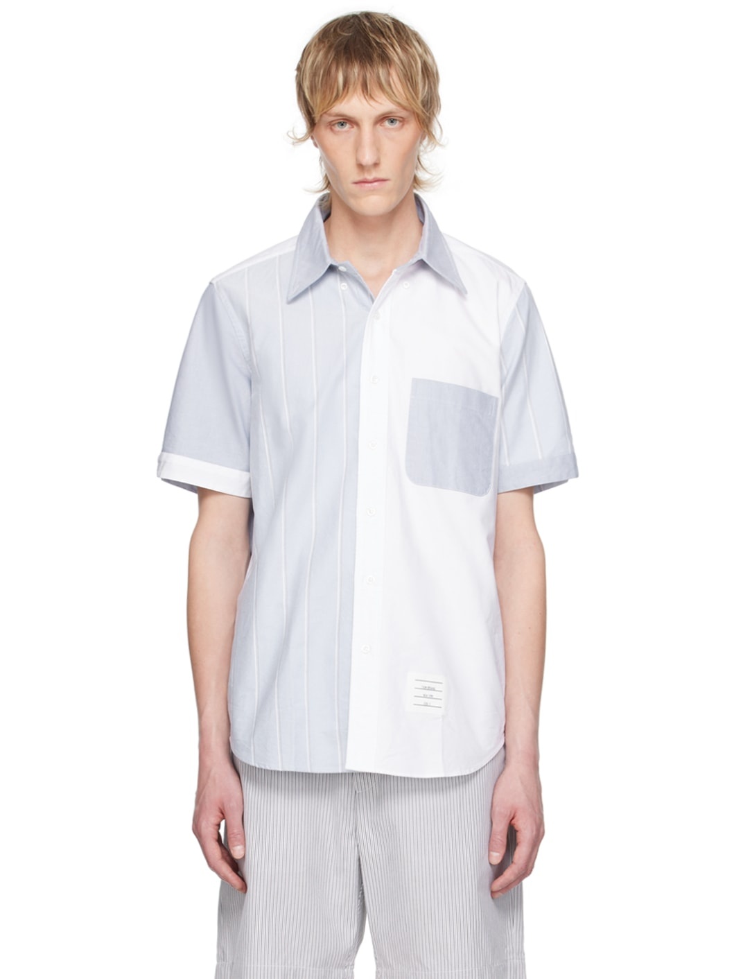 White & Blue Stripe Shirt - 1