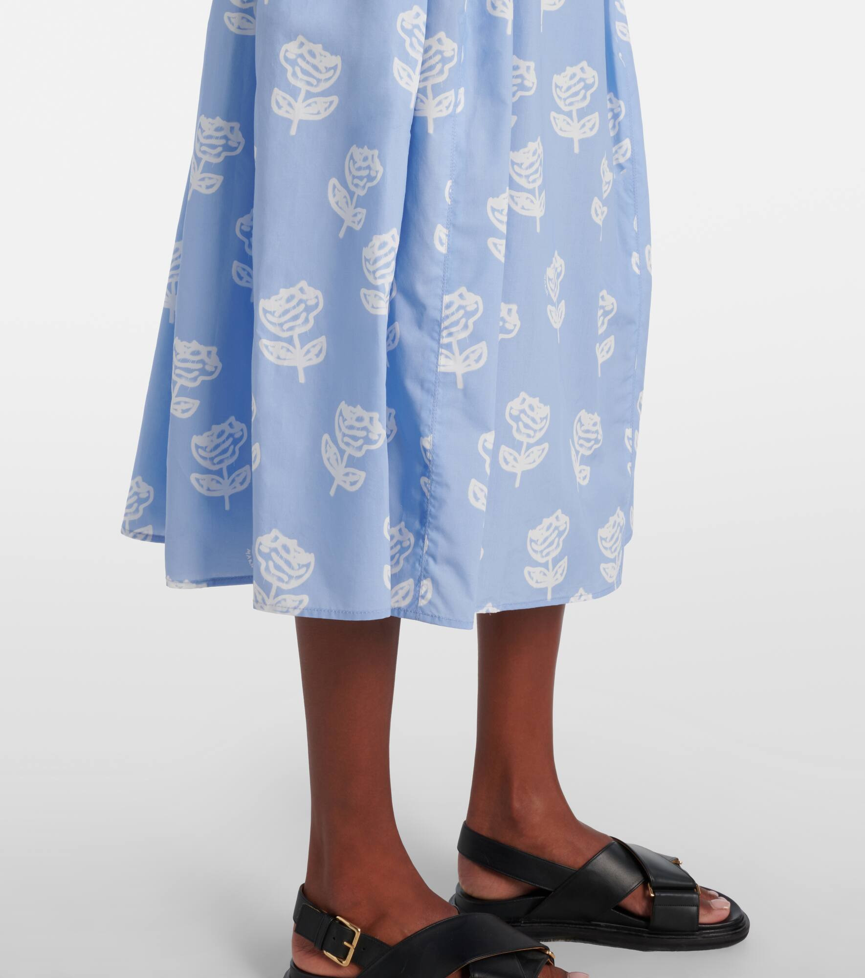 Floral cotton poplin midi skirt - 5