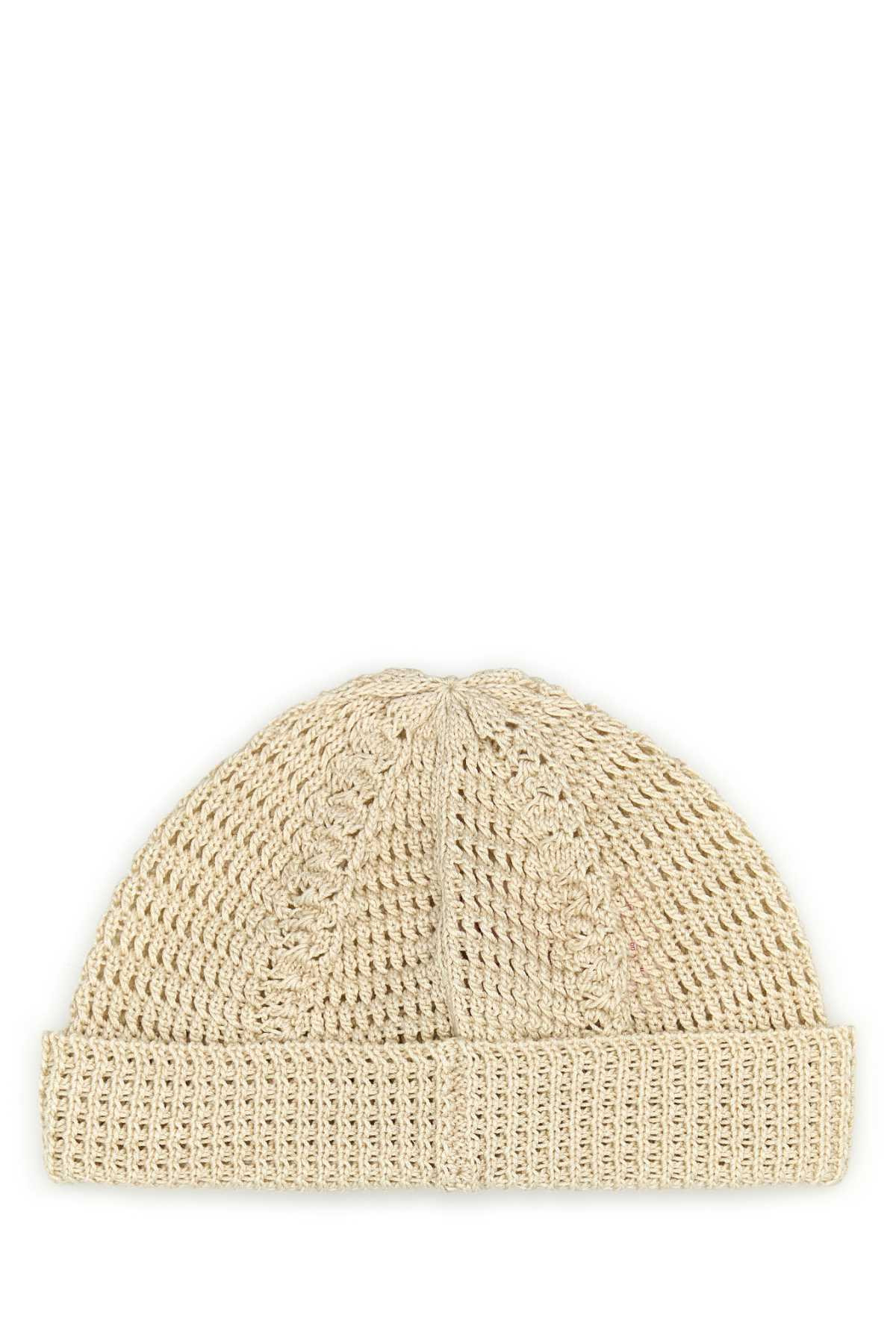 Valentino Garavani Men Sand Cotton Knitted Vlogo Signature Beanie Hat - 2