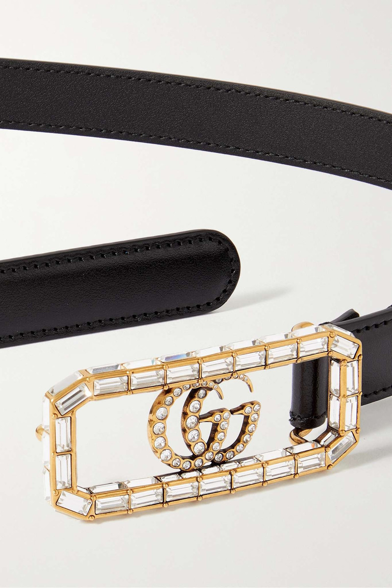 Crystal-embellished leather waist belt 3